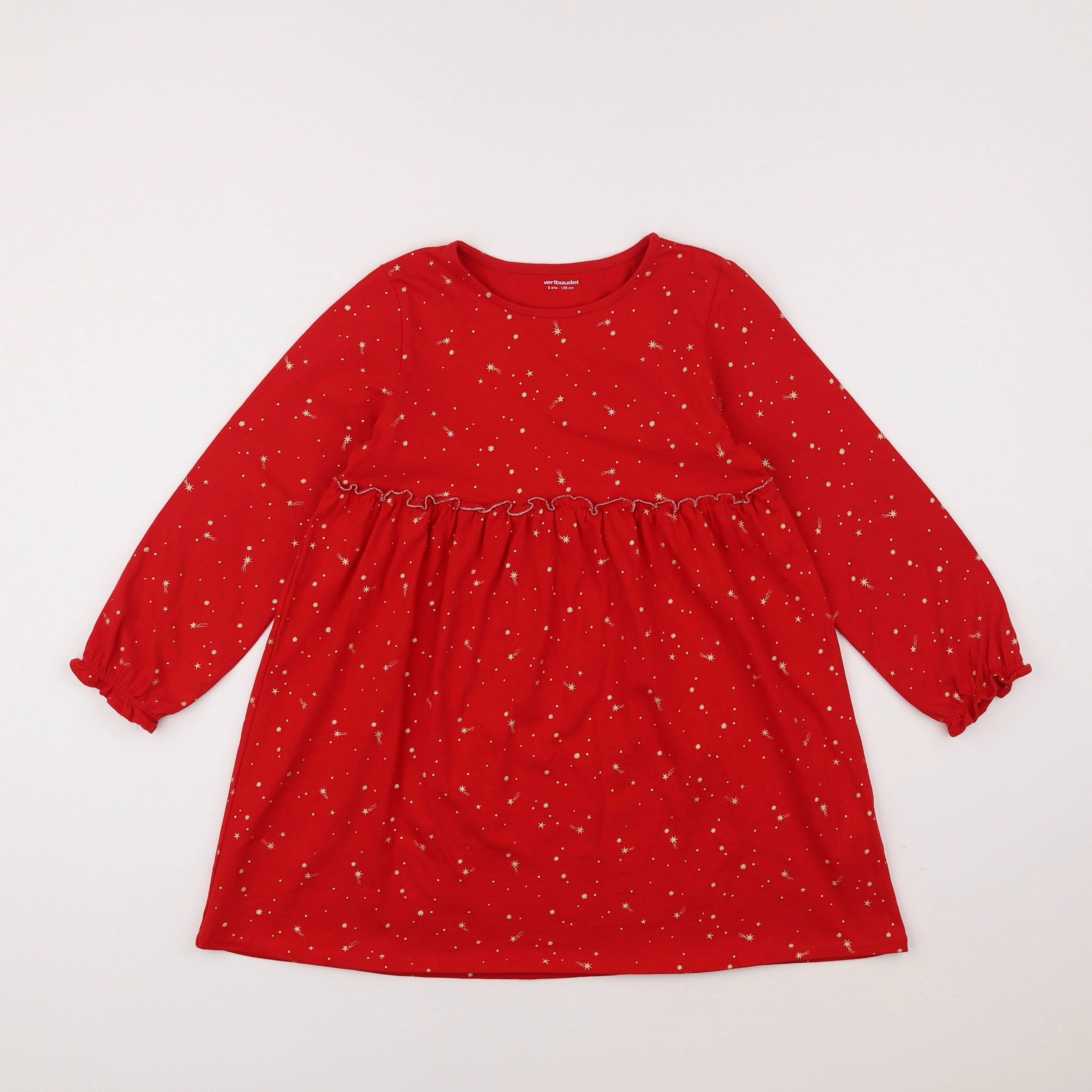Vertbaudet - robe rouge, or - 8 ans
