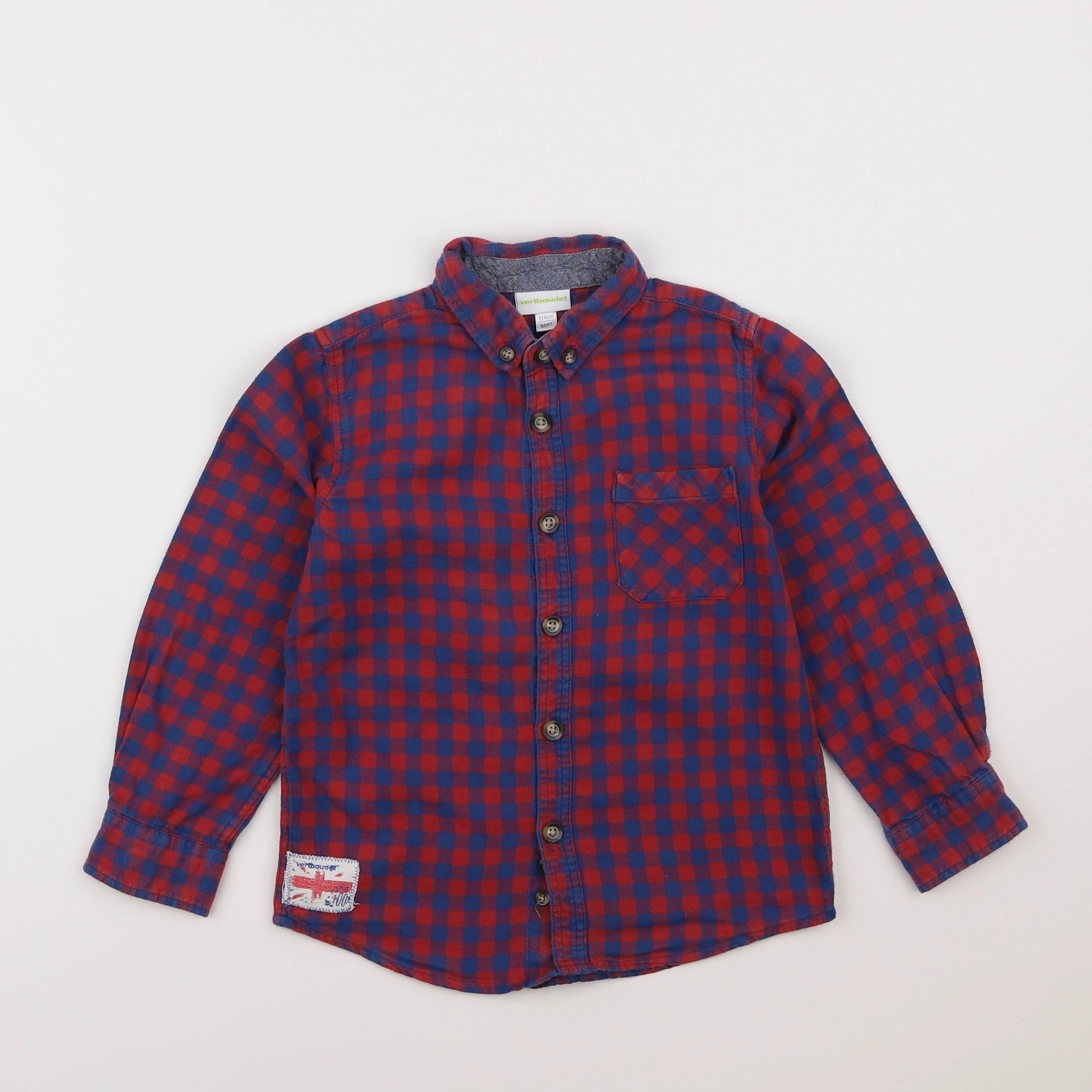 Vertbaudet - chemise bleu, rouge - 6 ans