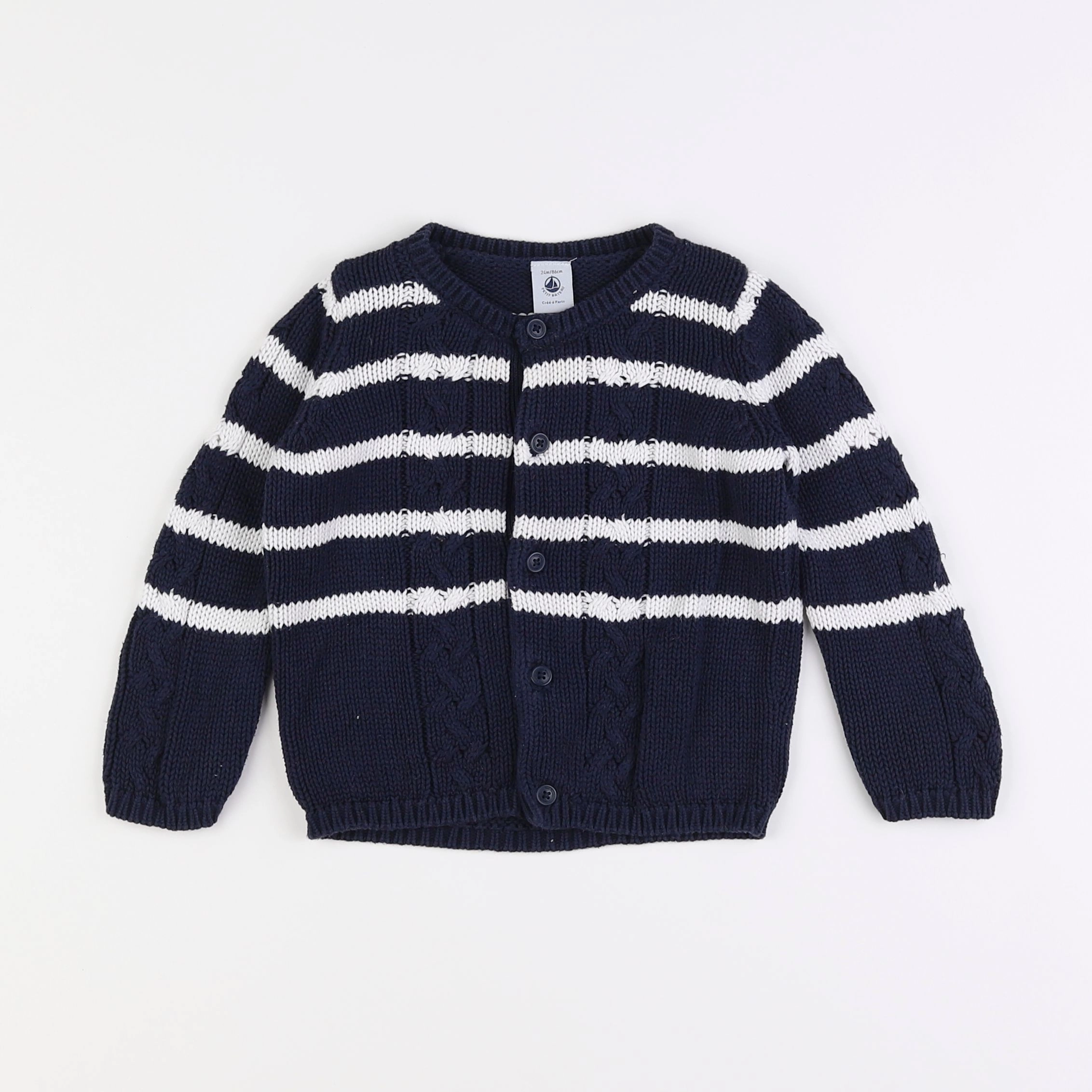 Petit Bateau - gilet bleu - 2 ans