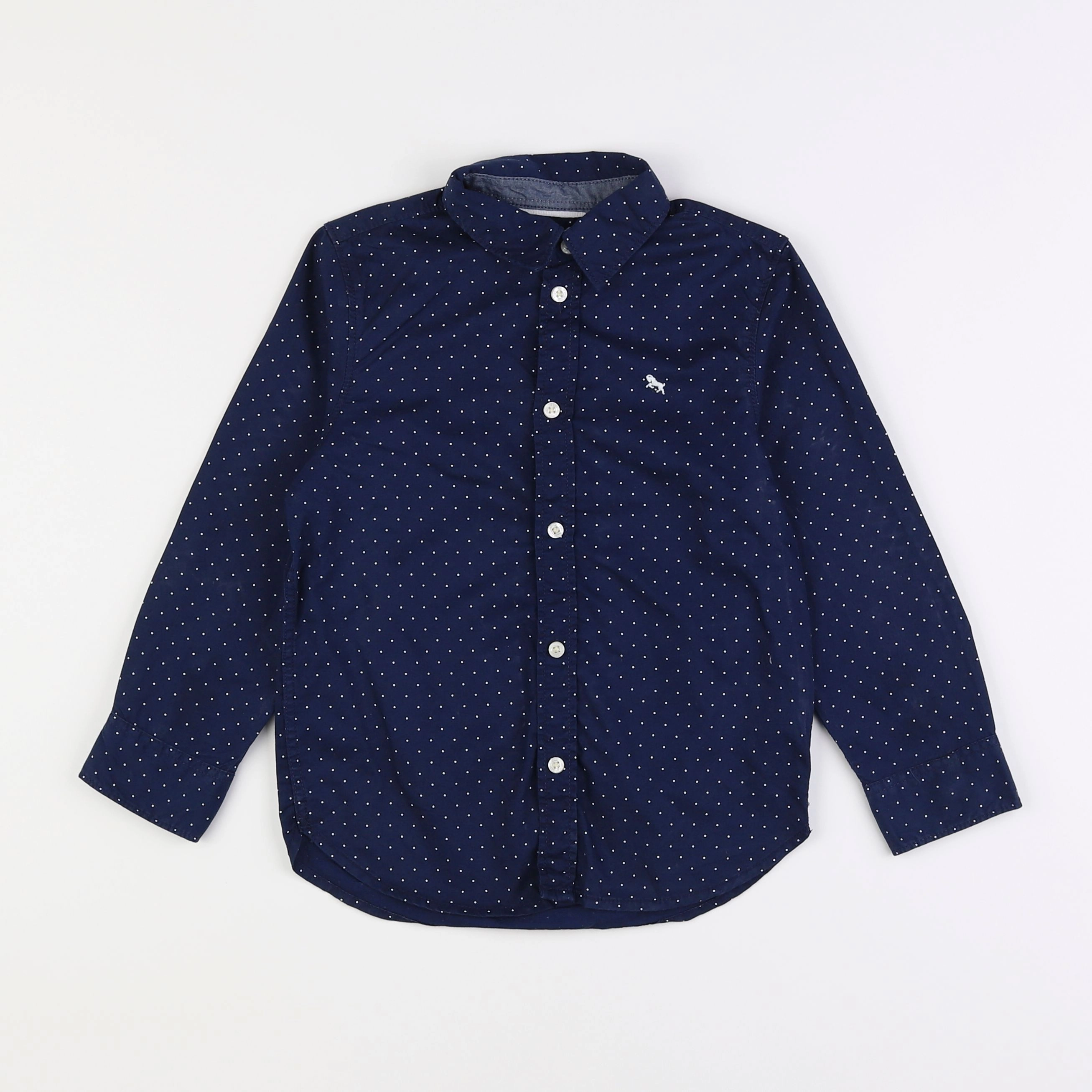 H&M - chemise bleu, blanc - 5/6 ans