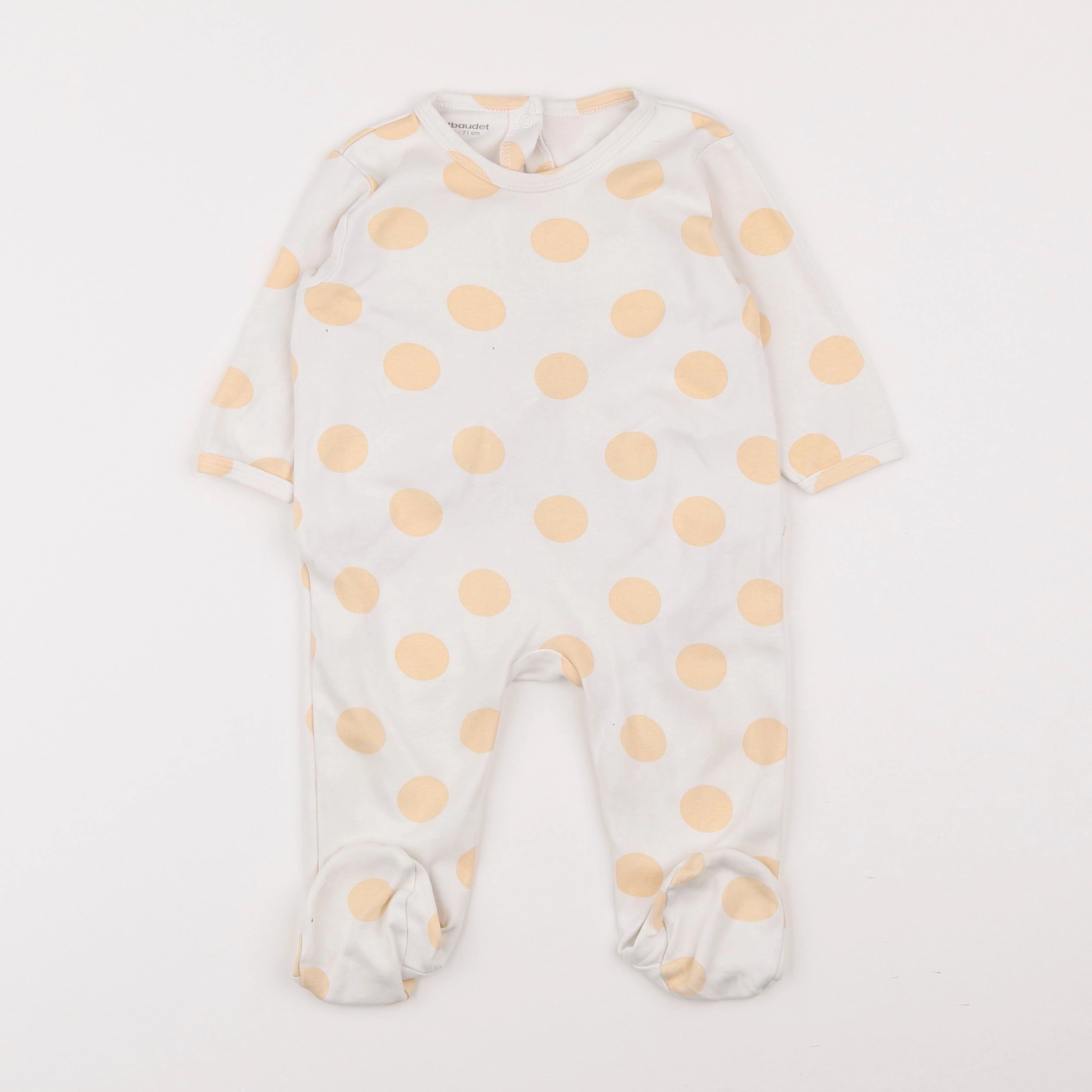 Vertbaudet - pyjama coton blanc, beige - 9 mois