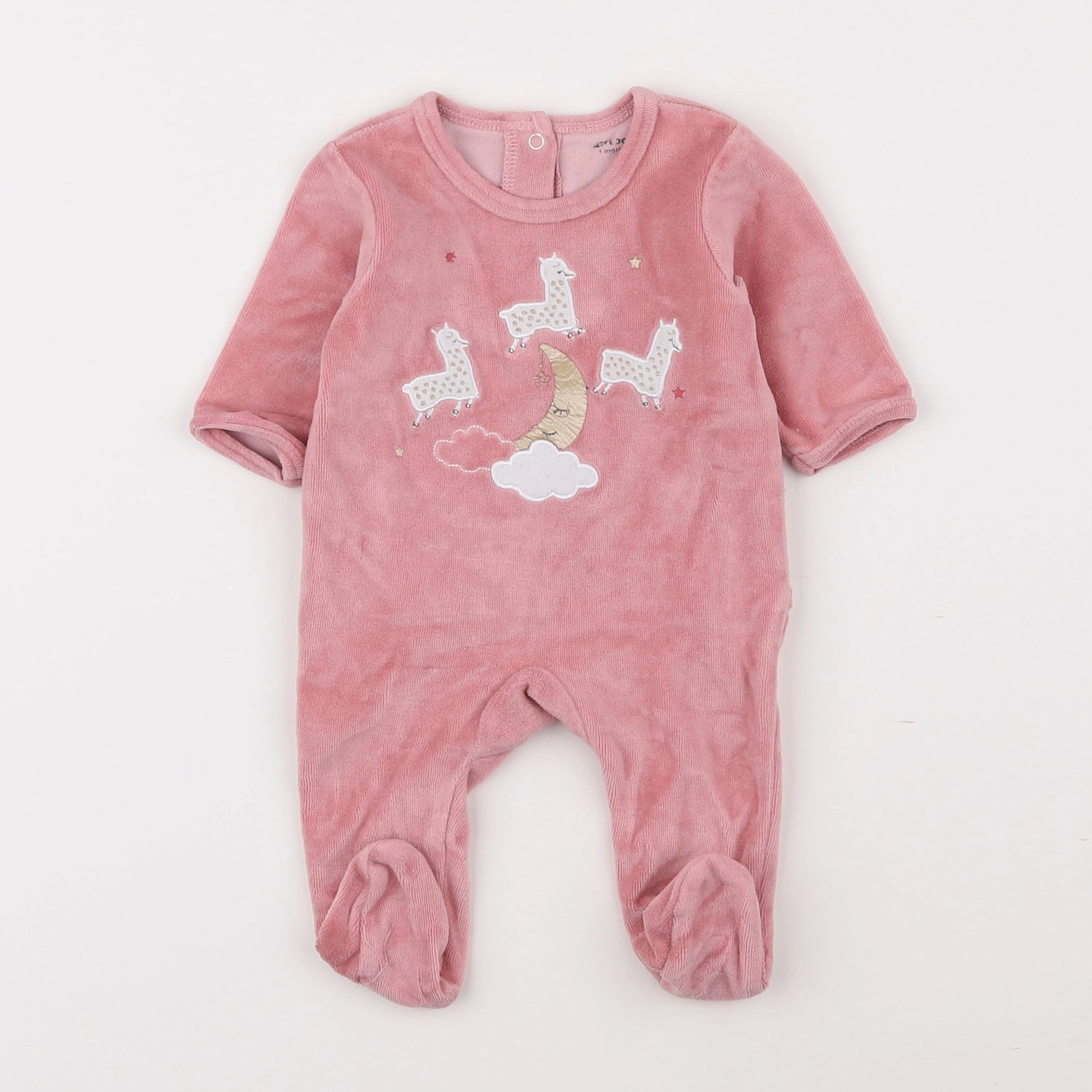 Vertbaudet - pyjama velours rose - 1 mois