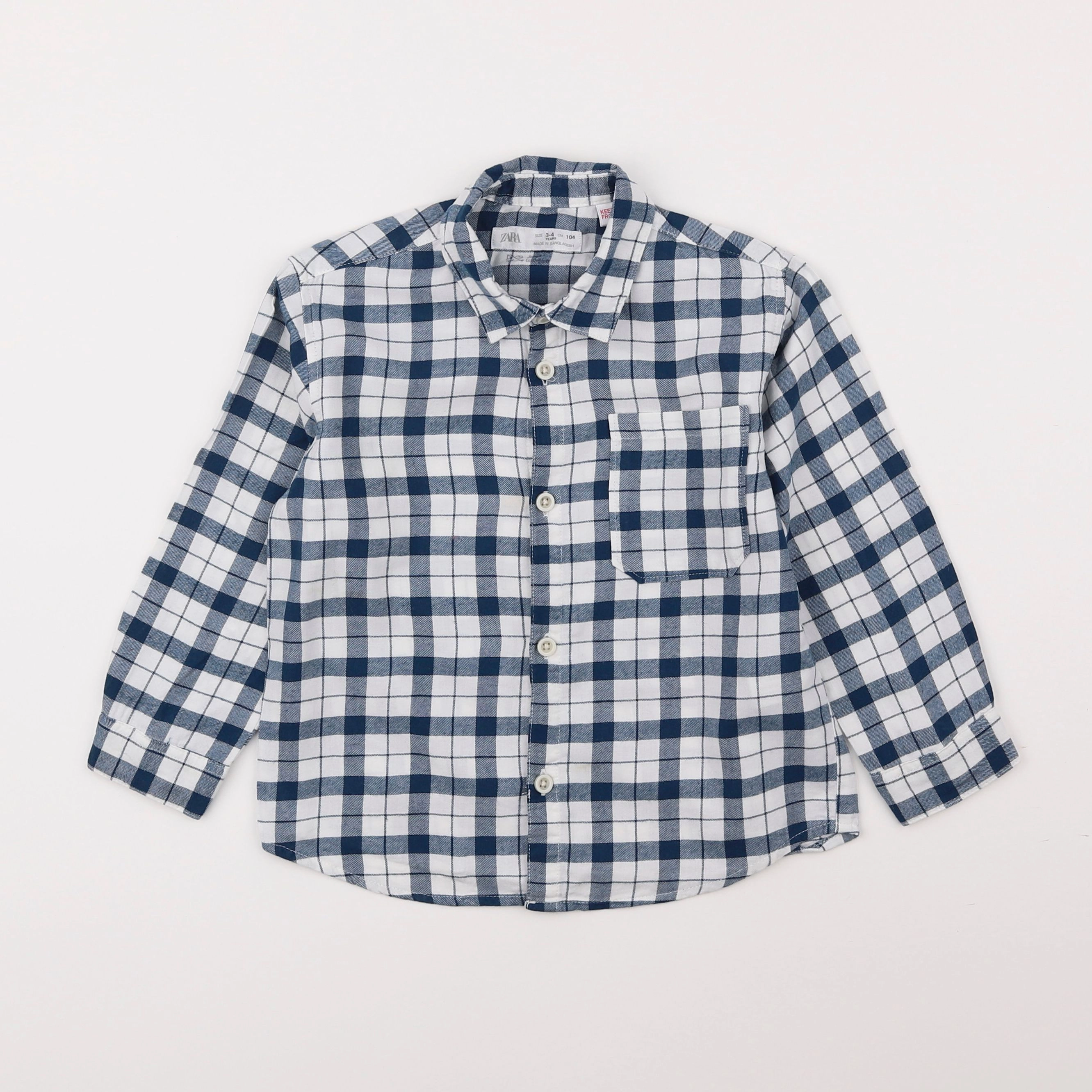 Zara - chemise blanc, bleu - 3/4 ans