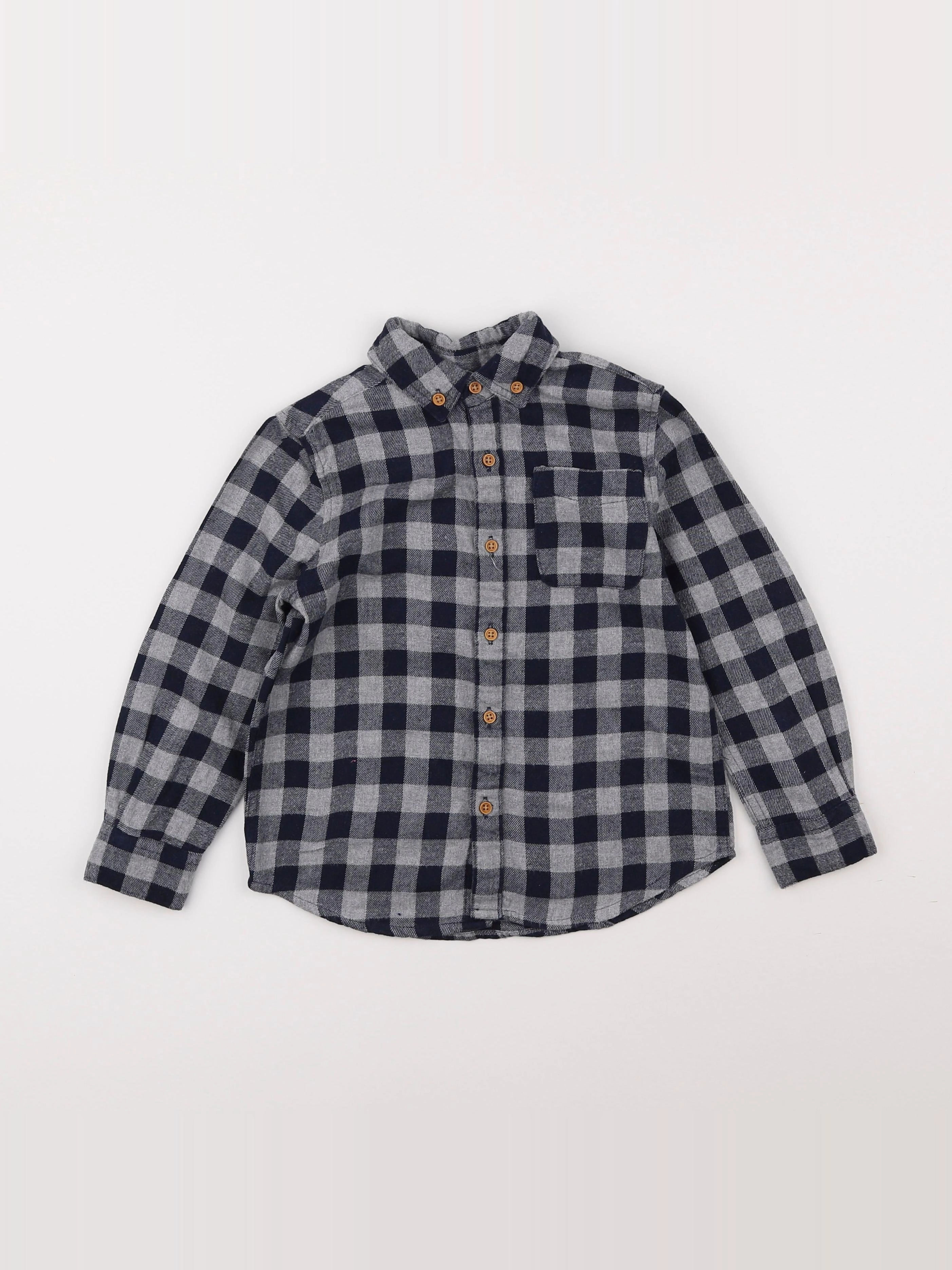 Monoprix - chemise bleu, gris - 4 ans