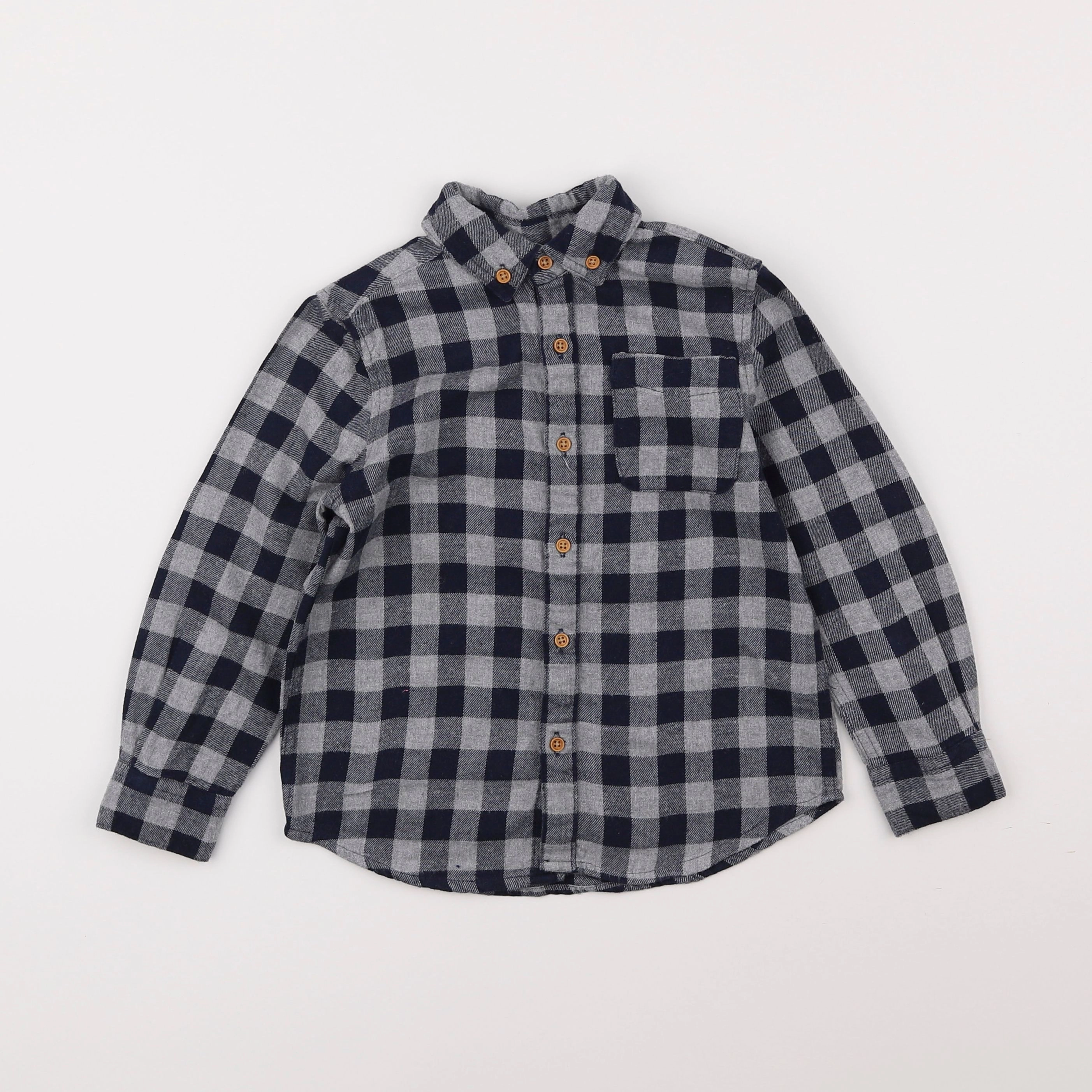 Monoprix - chemise bleu, gris - 4 ans