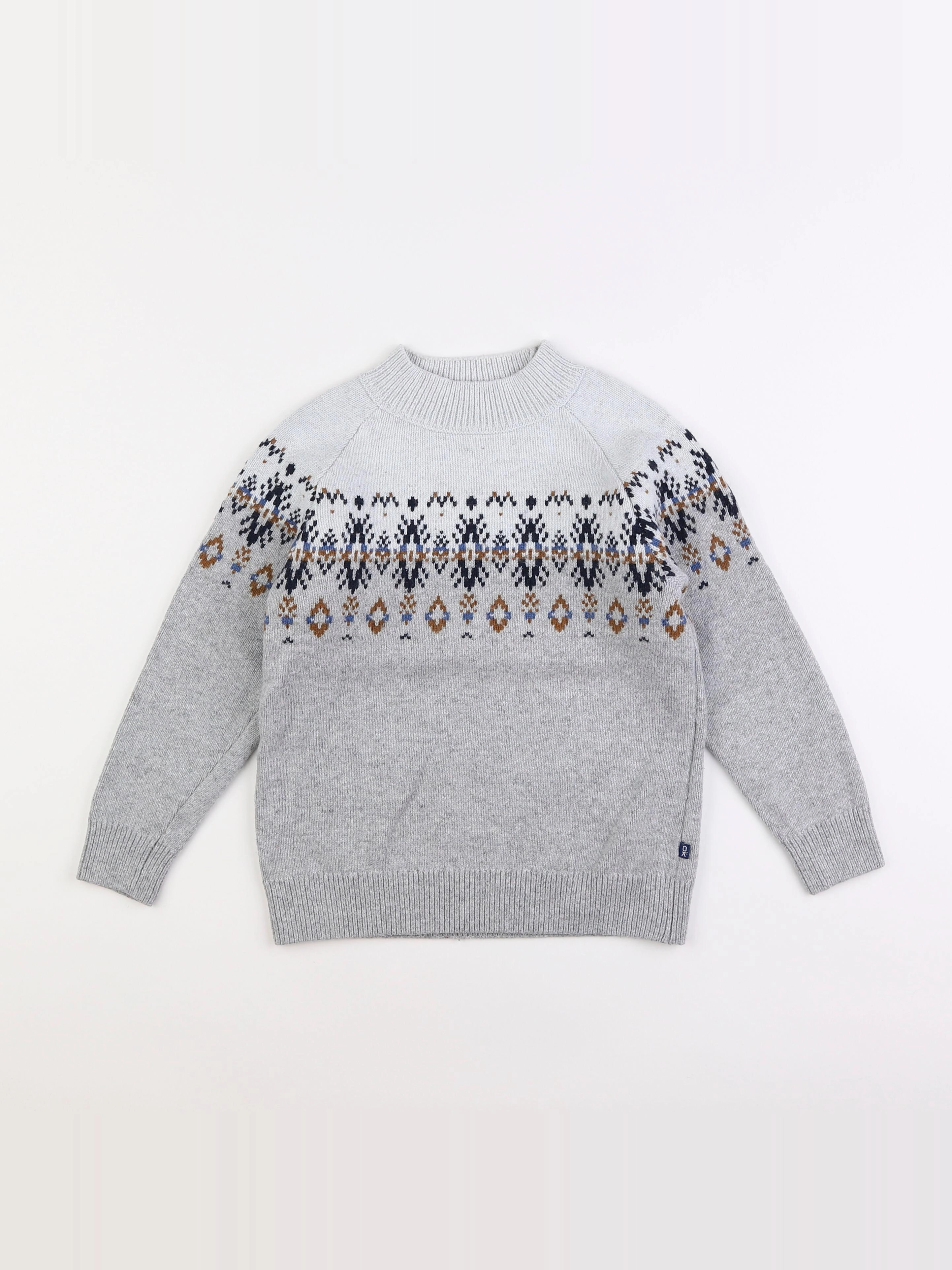 Okaidi - pull gris - 8 ans