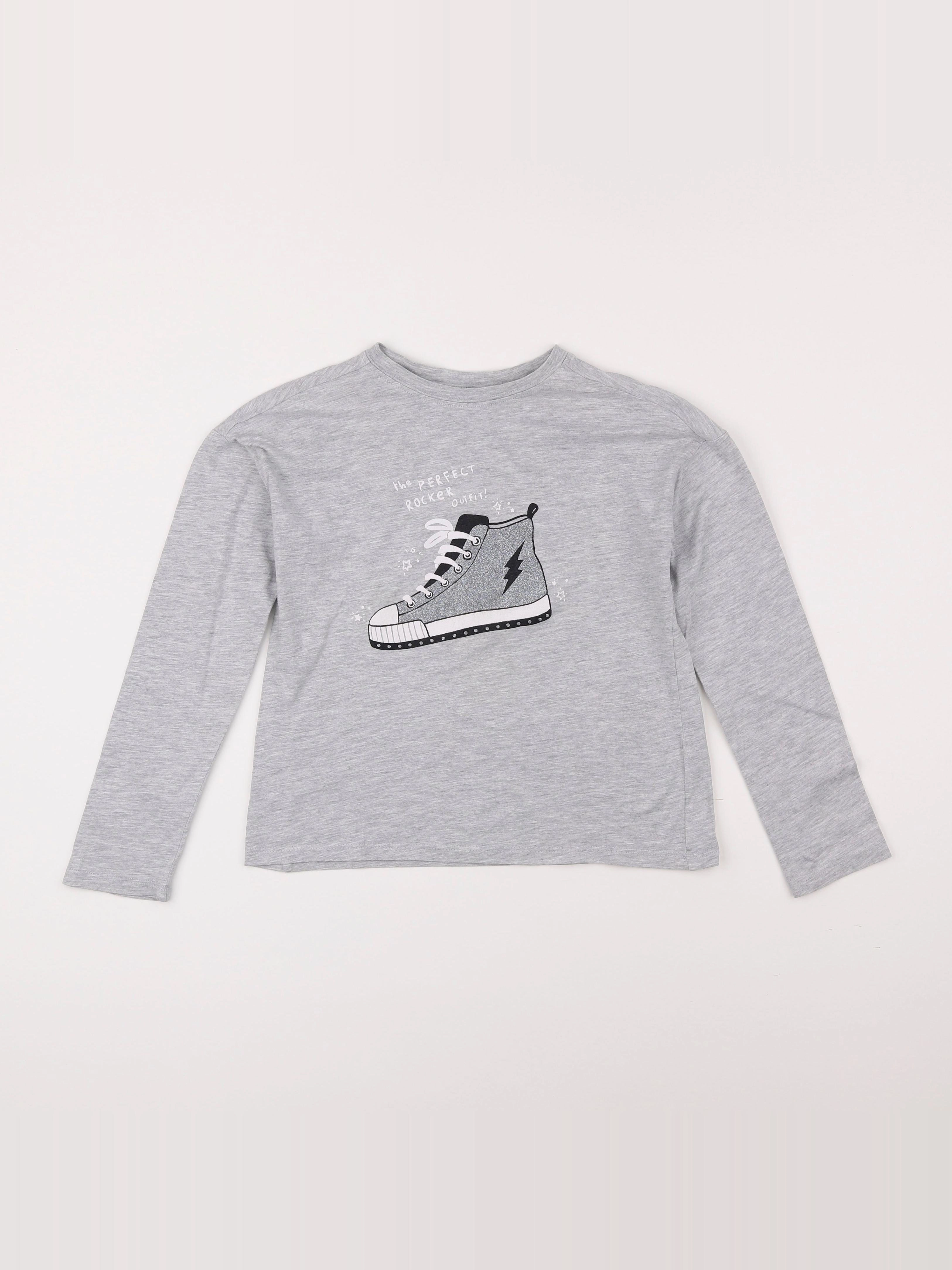 Mango - tee-shirt gris - 9/10 ans