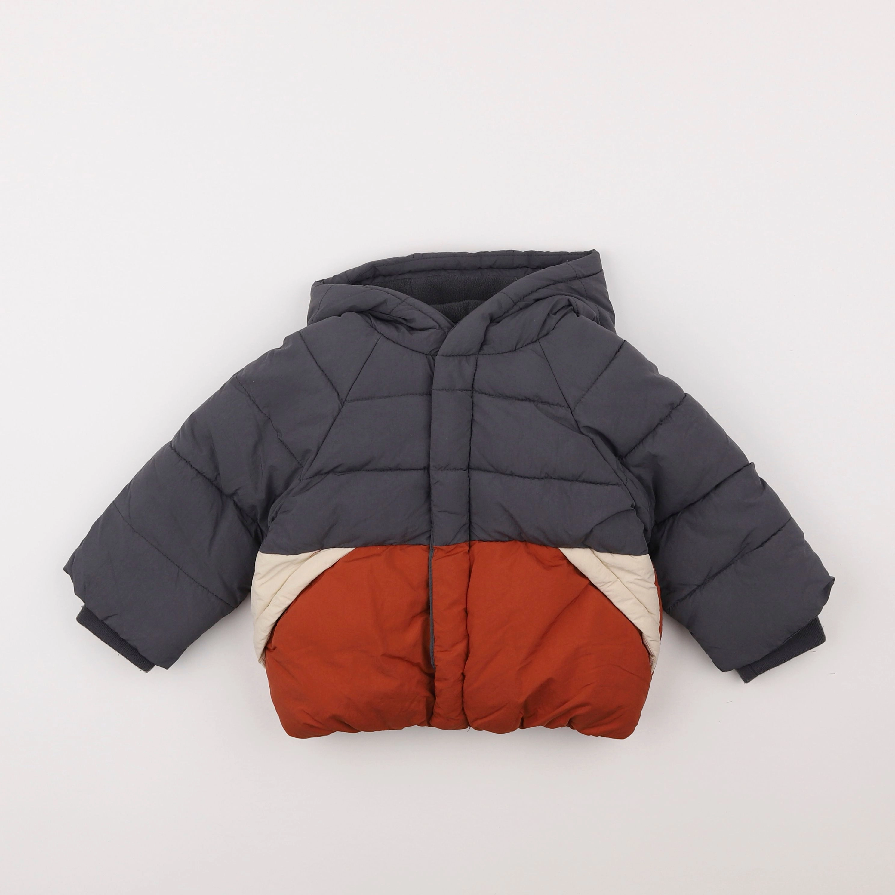 Vertbaudet - doudoune orange, gris - 2 ans
