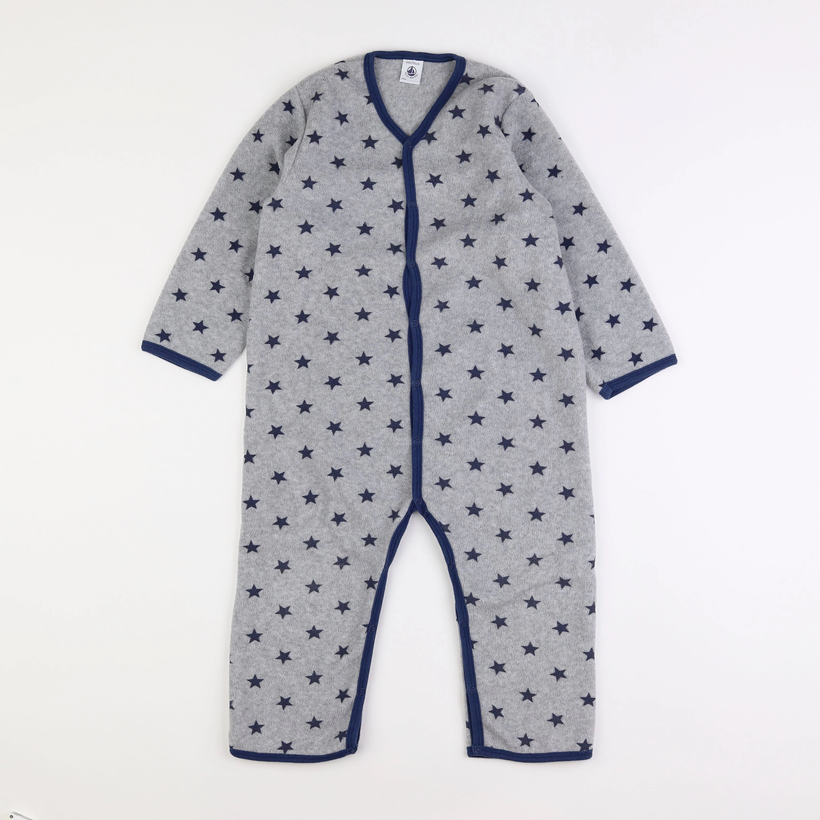 Petit Bateau - pyjama velours gris - 4 ans