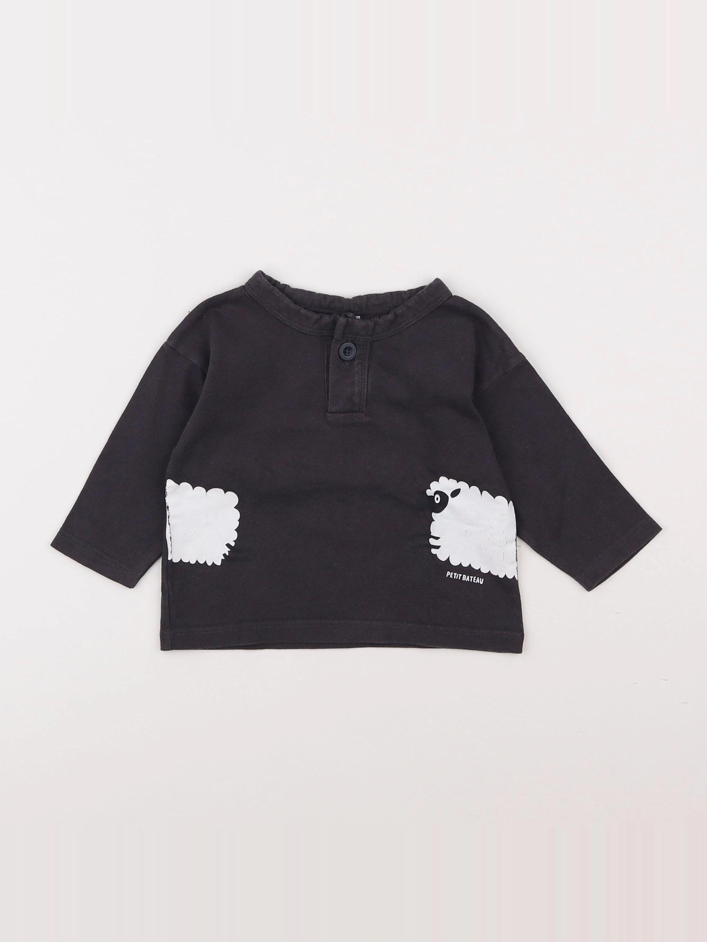 Petit Bateau - tee-shirt gris - 12 mois