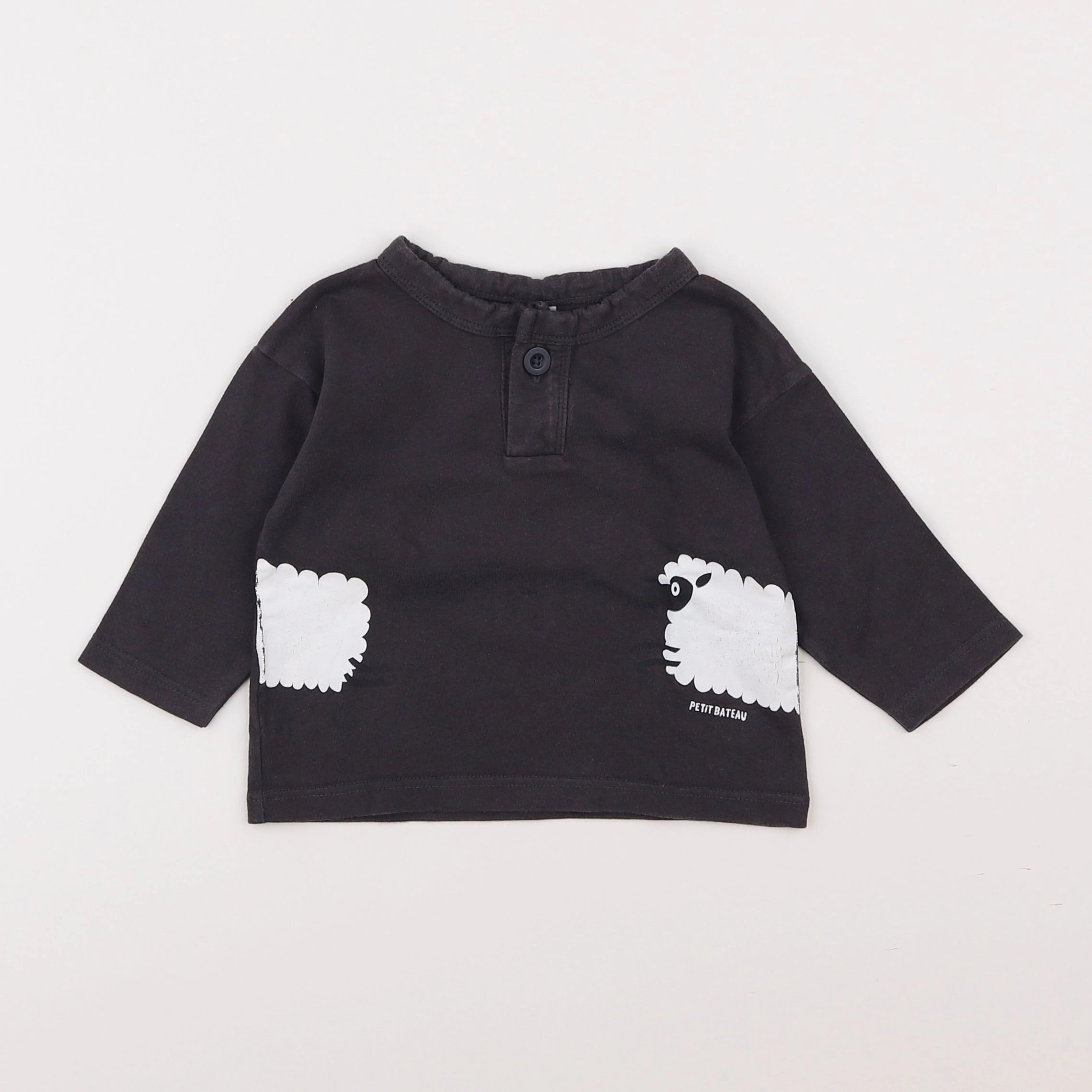 Petit Bateau - tee-shirt gris - 12 mois