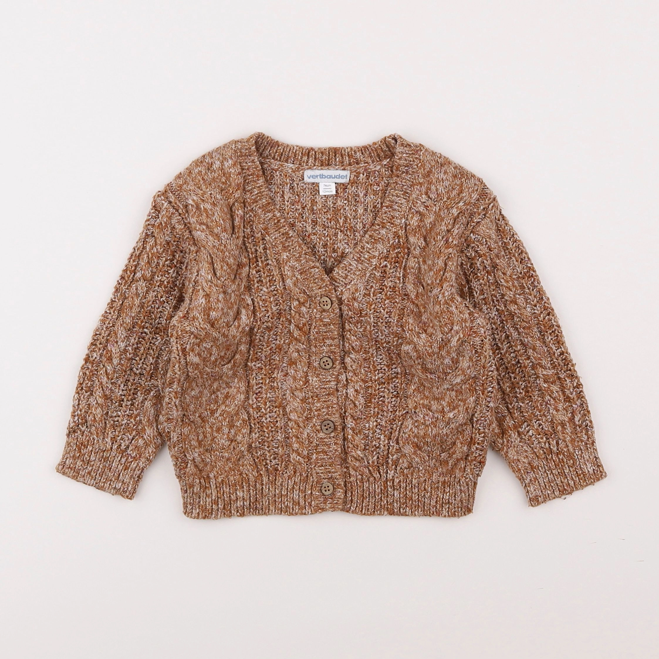 Vertbaudet - gilet marron - 12 mois