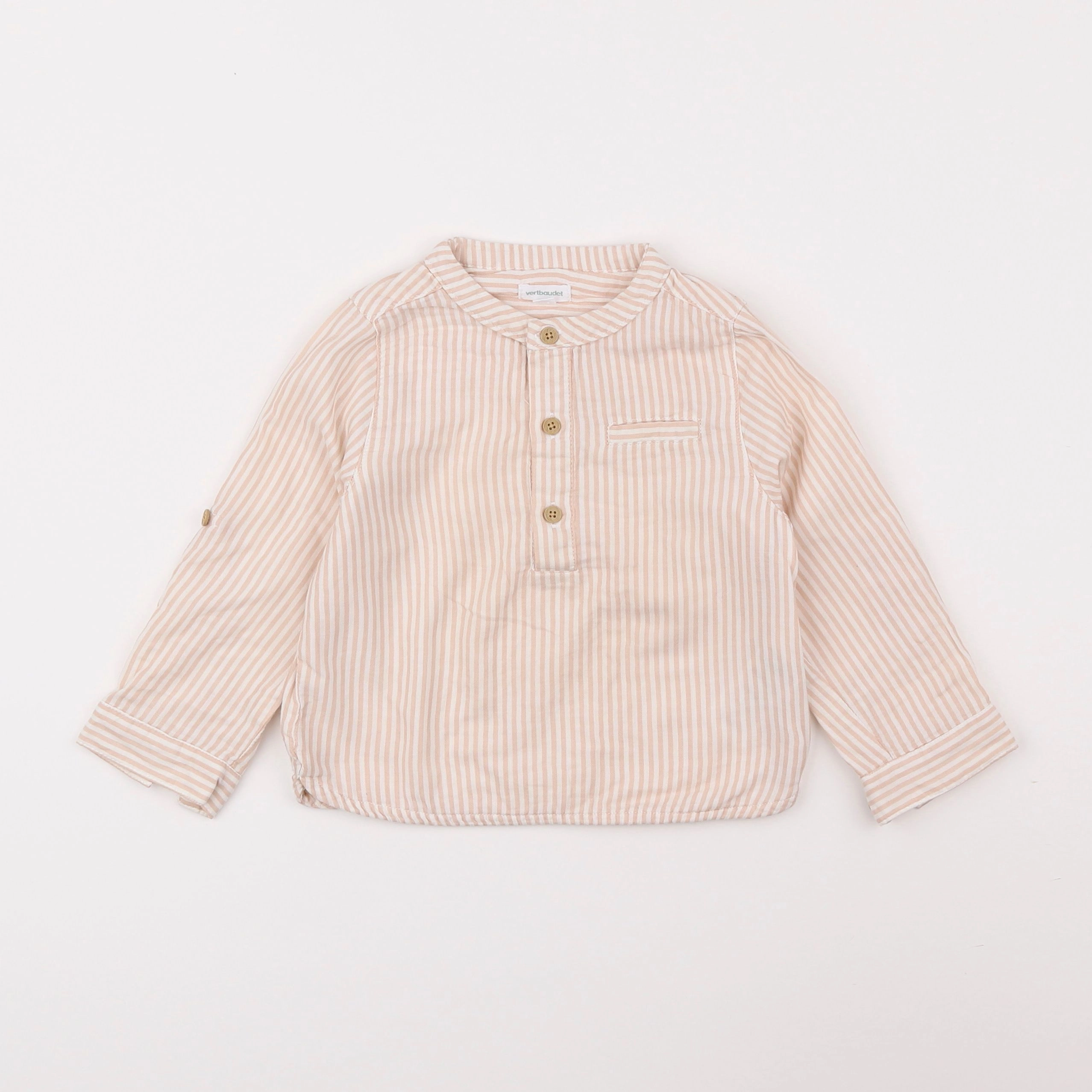 Vertbaudet - chemise beige, blanc - 2 ans