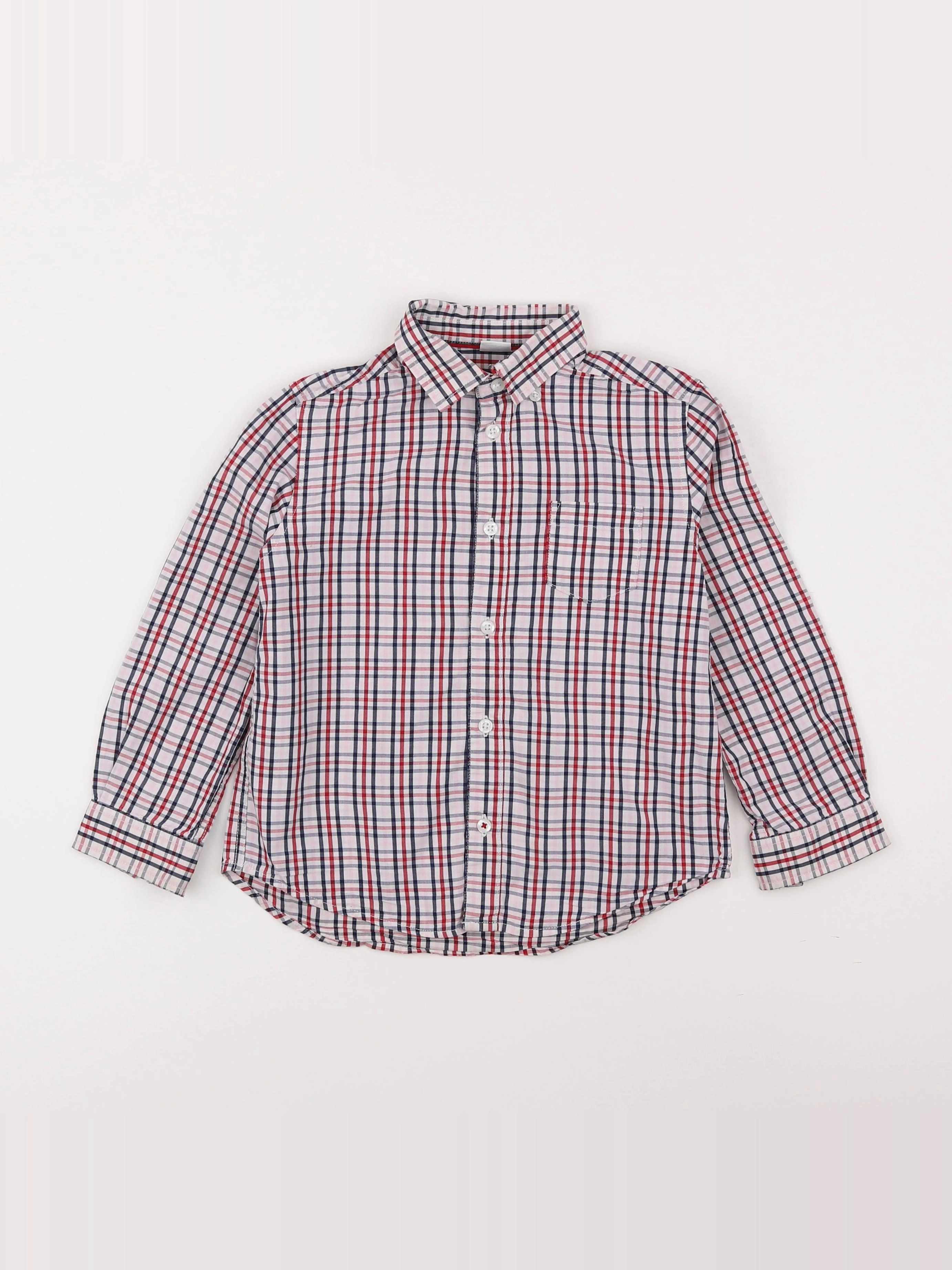 Cyrillus - chemise blanc, bleu, rouge - 6 ans