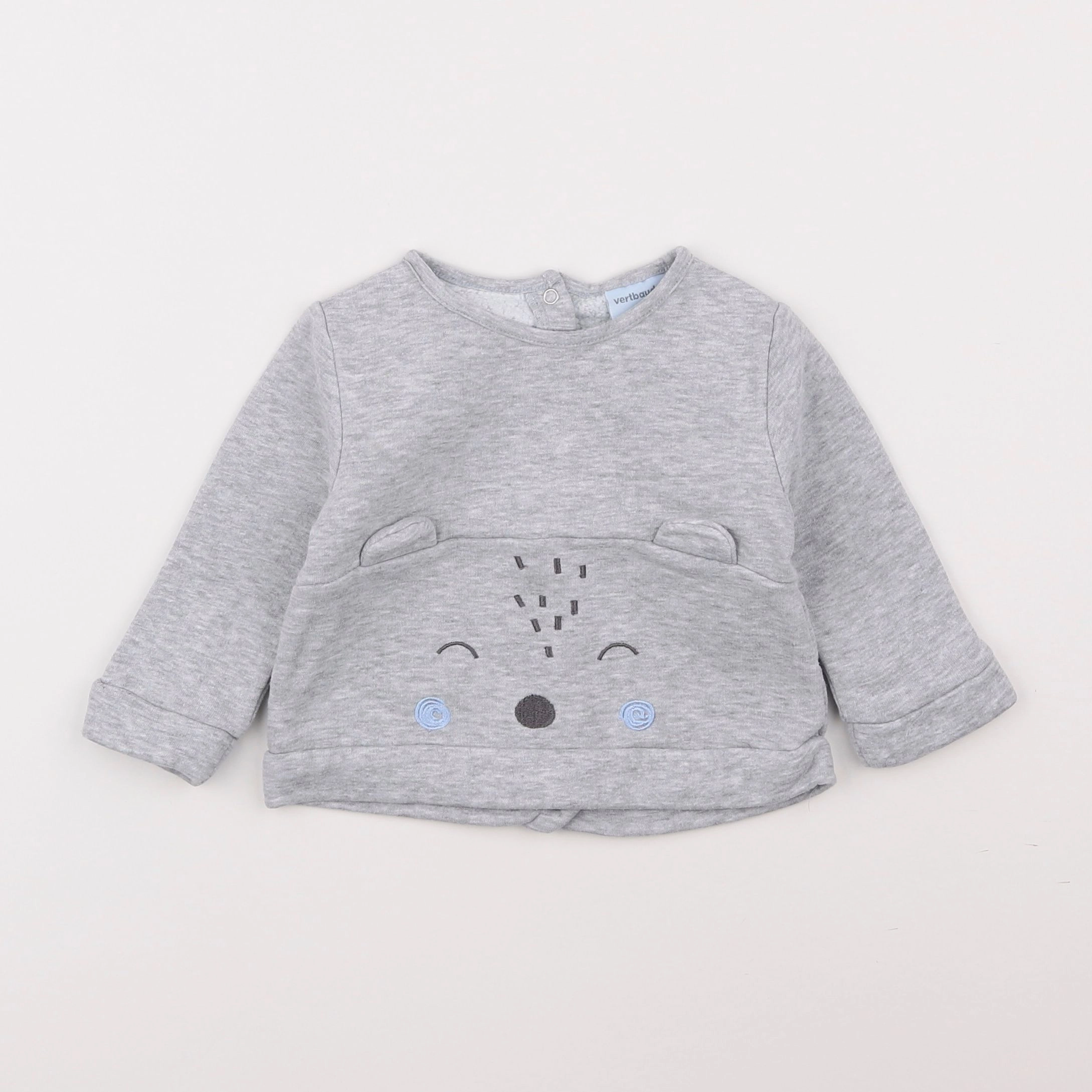 Vertbaudet - sweat gris - 6/9 mois