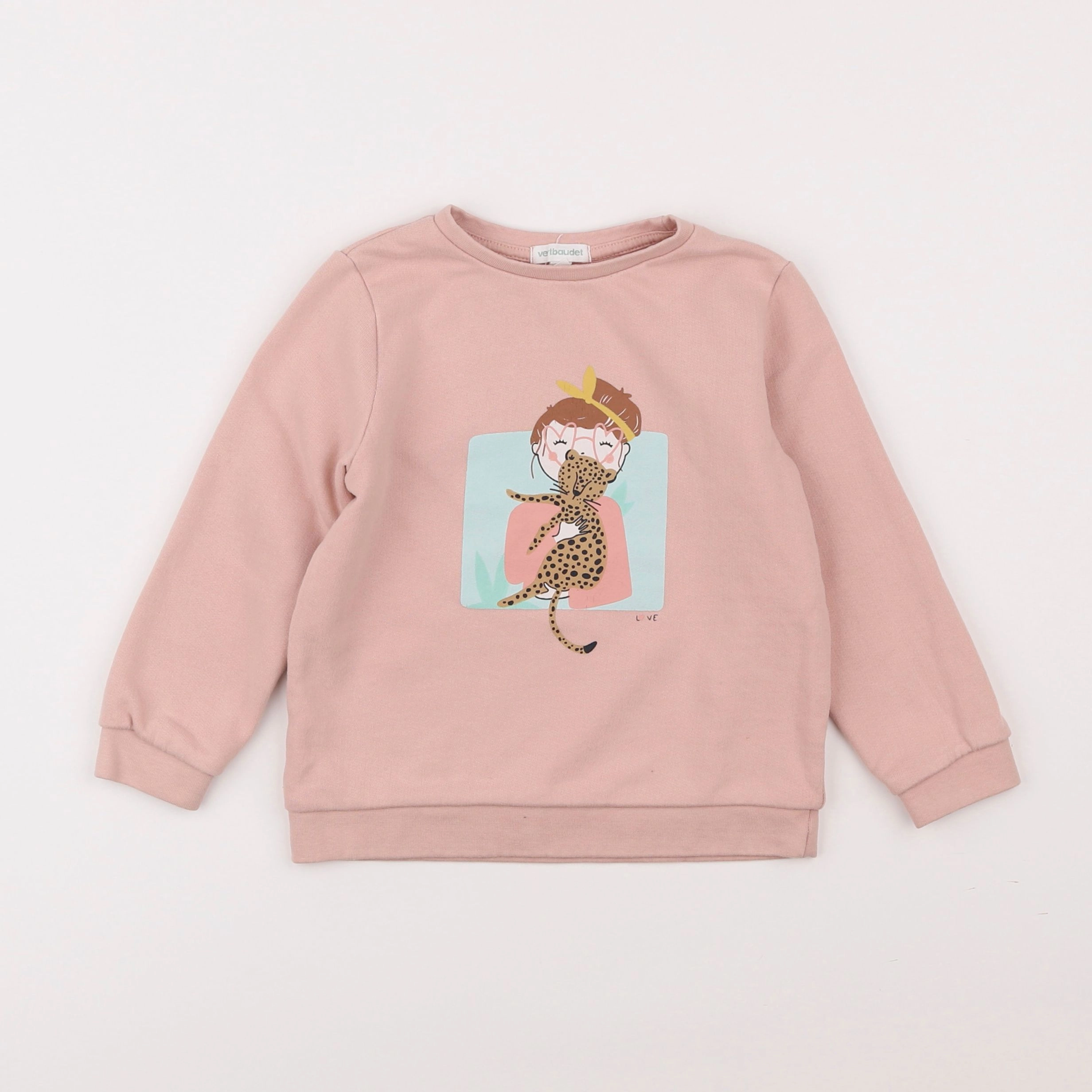 Vertbaudet - sweat rose - 4 ans