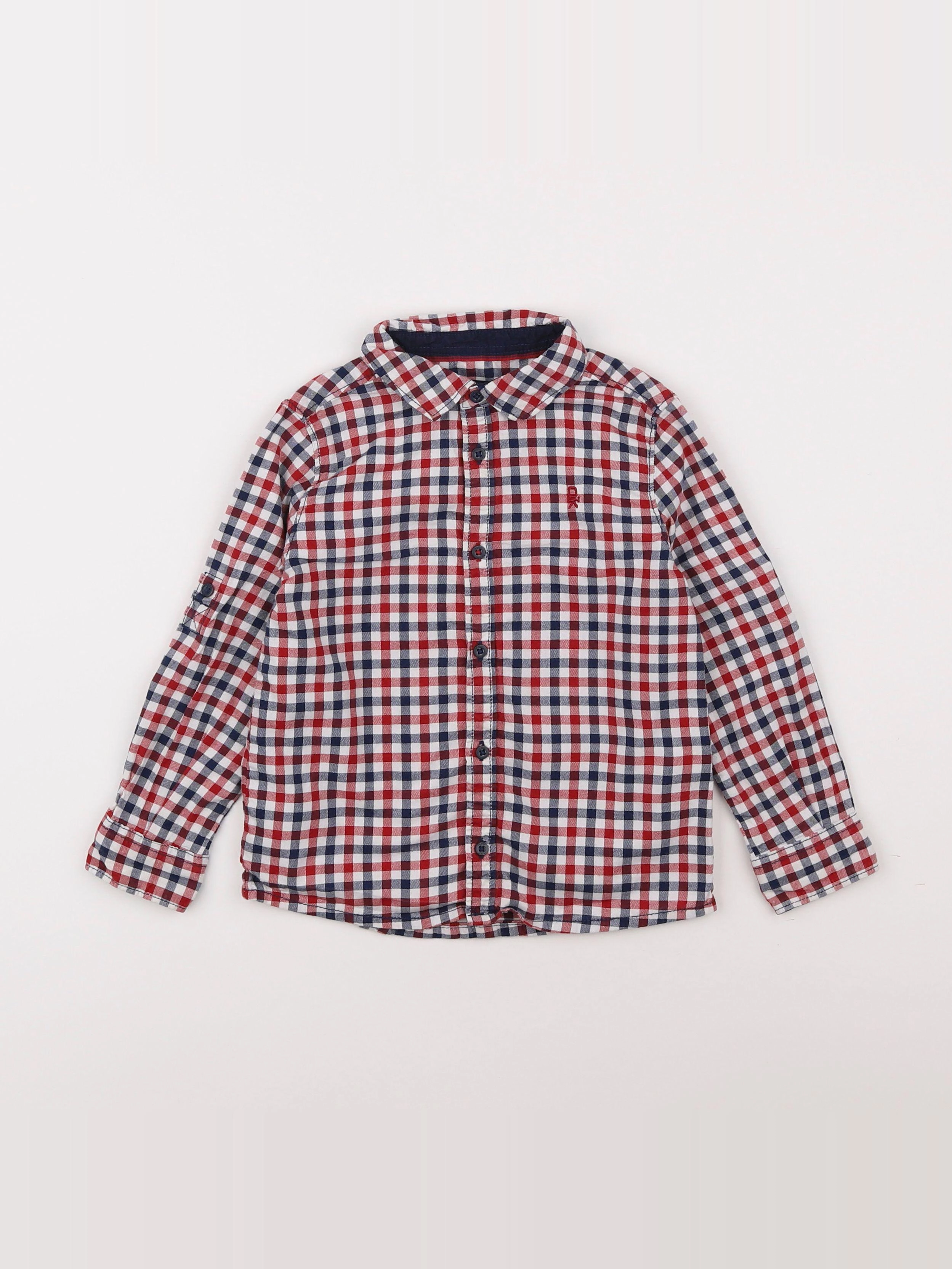 Okaidi - chemise blanc, rouge, bleu - 3 ans