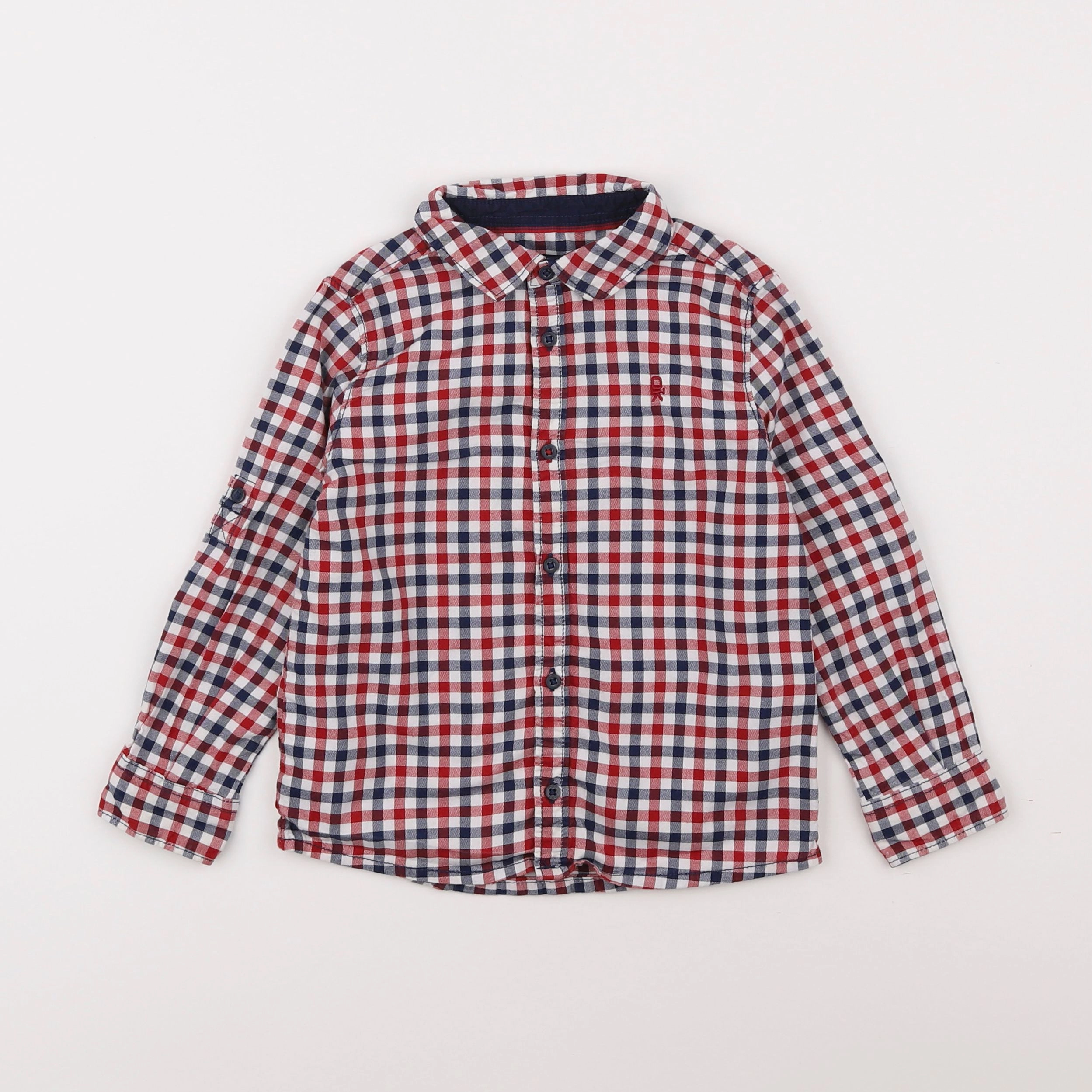 Okaidi - chemise blanc, rouge, bleu - 3 ans