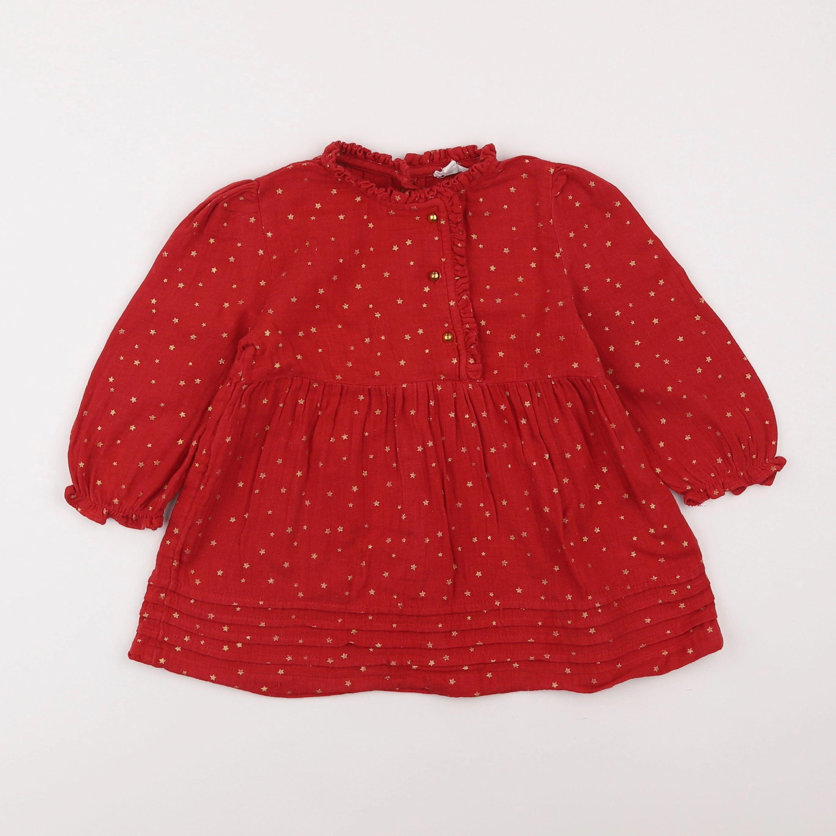 Vertbaudet - robe rouge, or - 2 ans