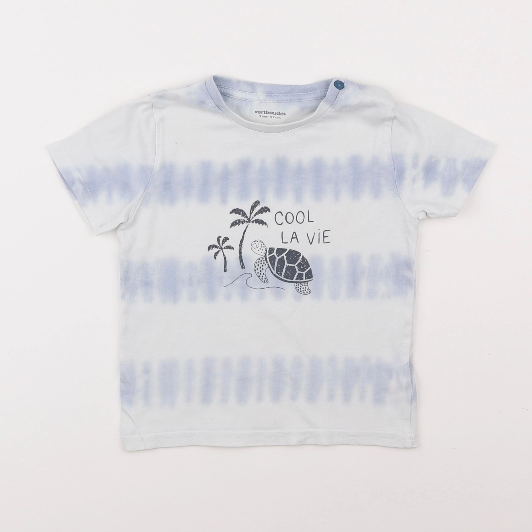 Vertbaudet - tee-shirt bleu, blanc - 3 ans