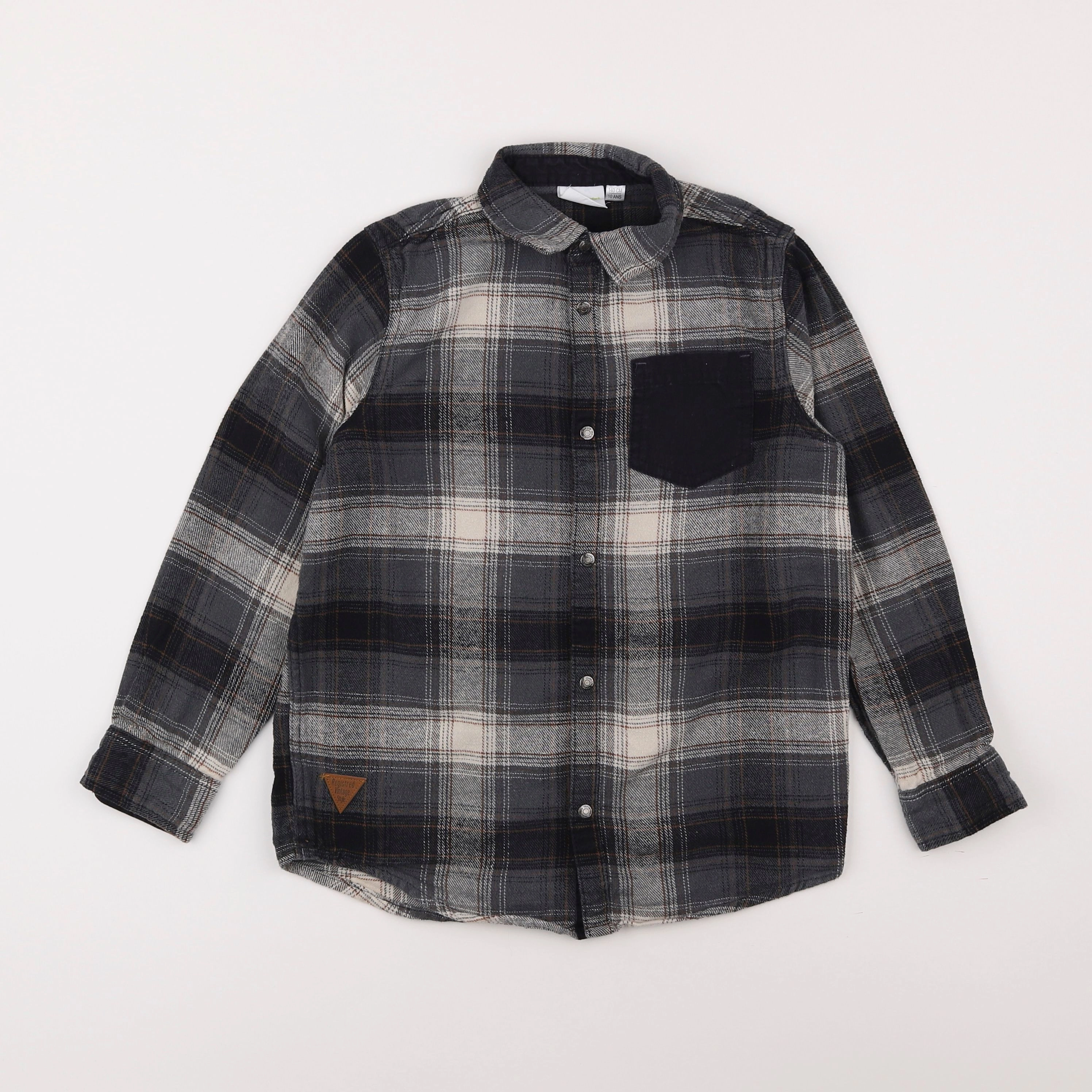 Vertbaudet - chemise gris, bleu - 10 ans