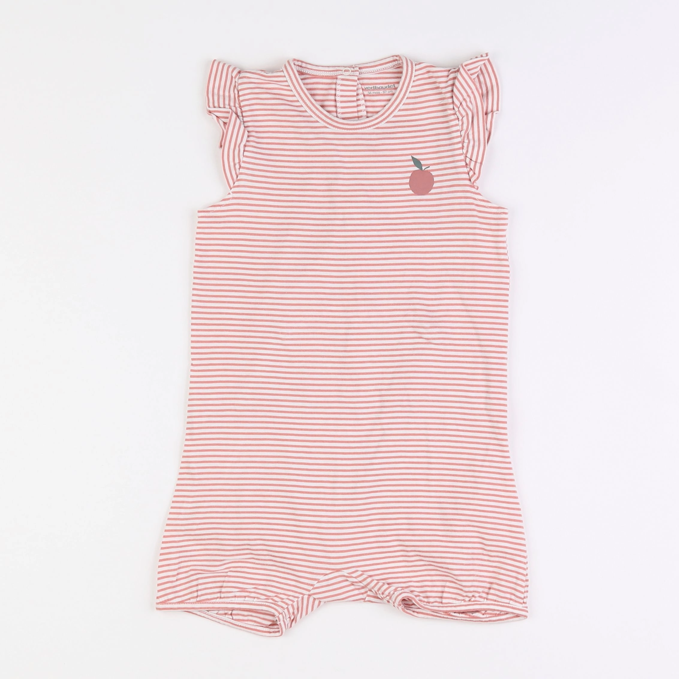 Vertbaudet - pyjama coton blanc, rose - 3 ans