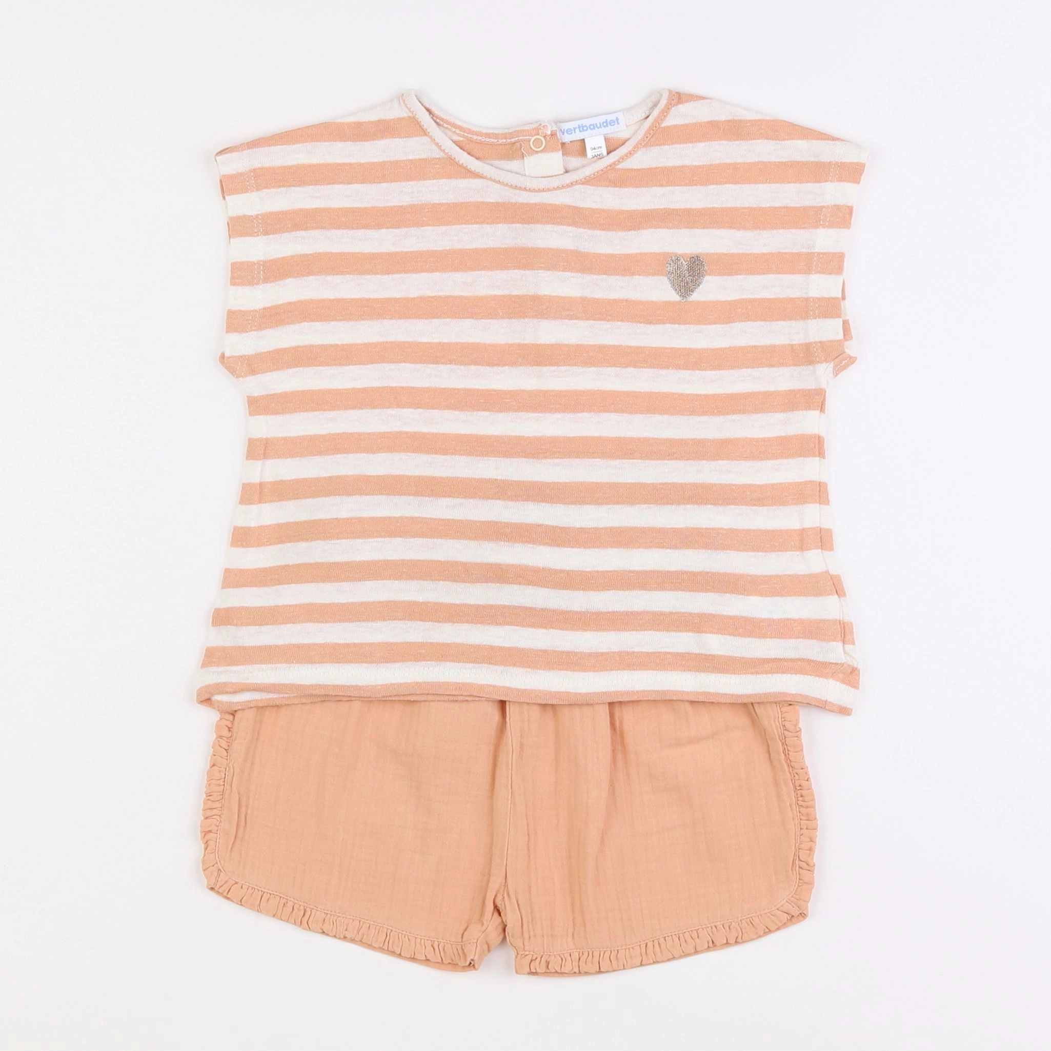 Vertbaudet - ensemble blanc, orange - 3 ans