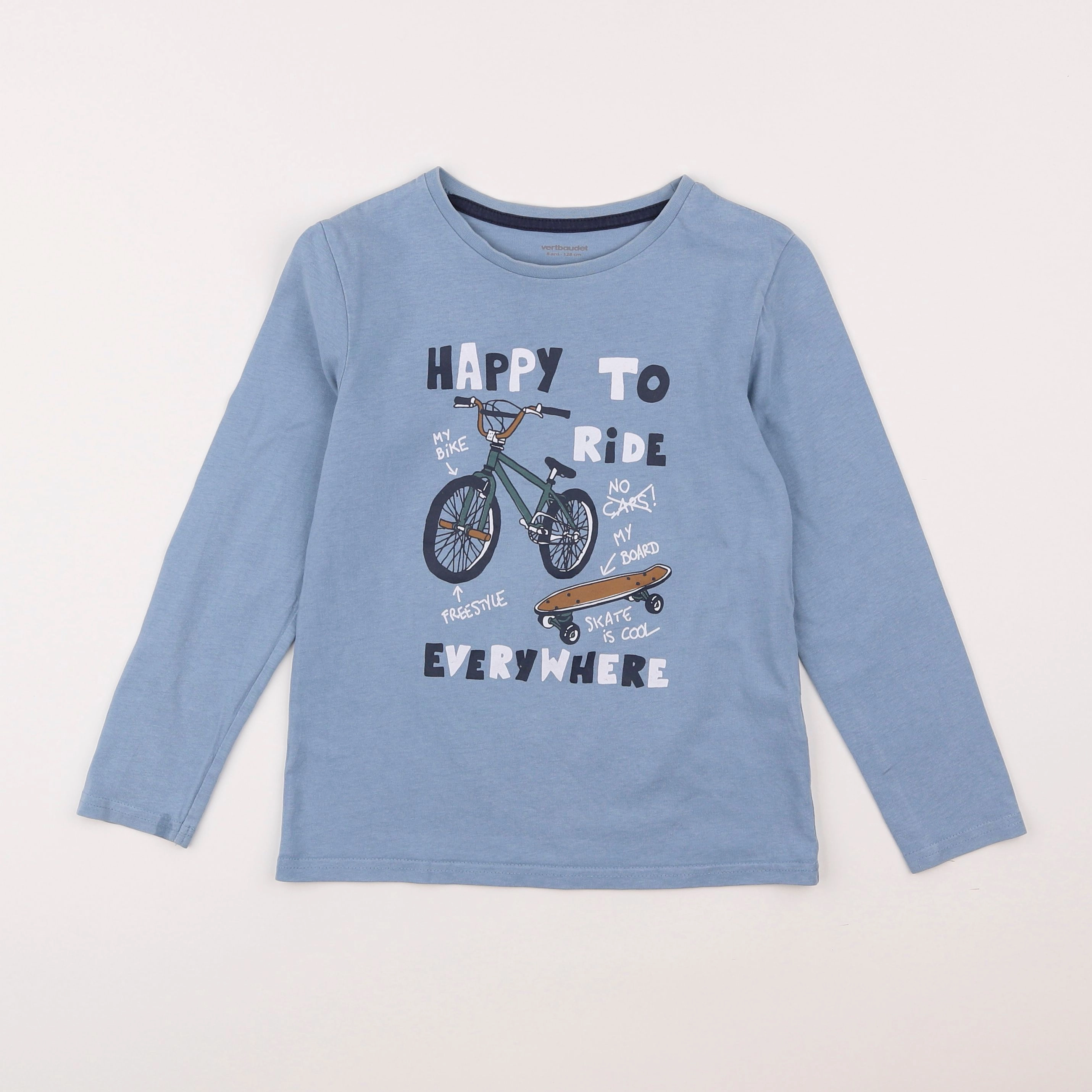 Vertbaudet - tee-shirt bleu - 8 ans