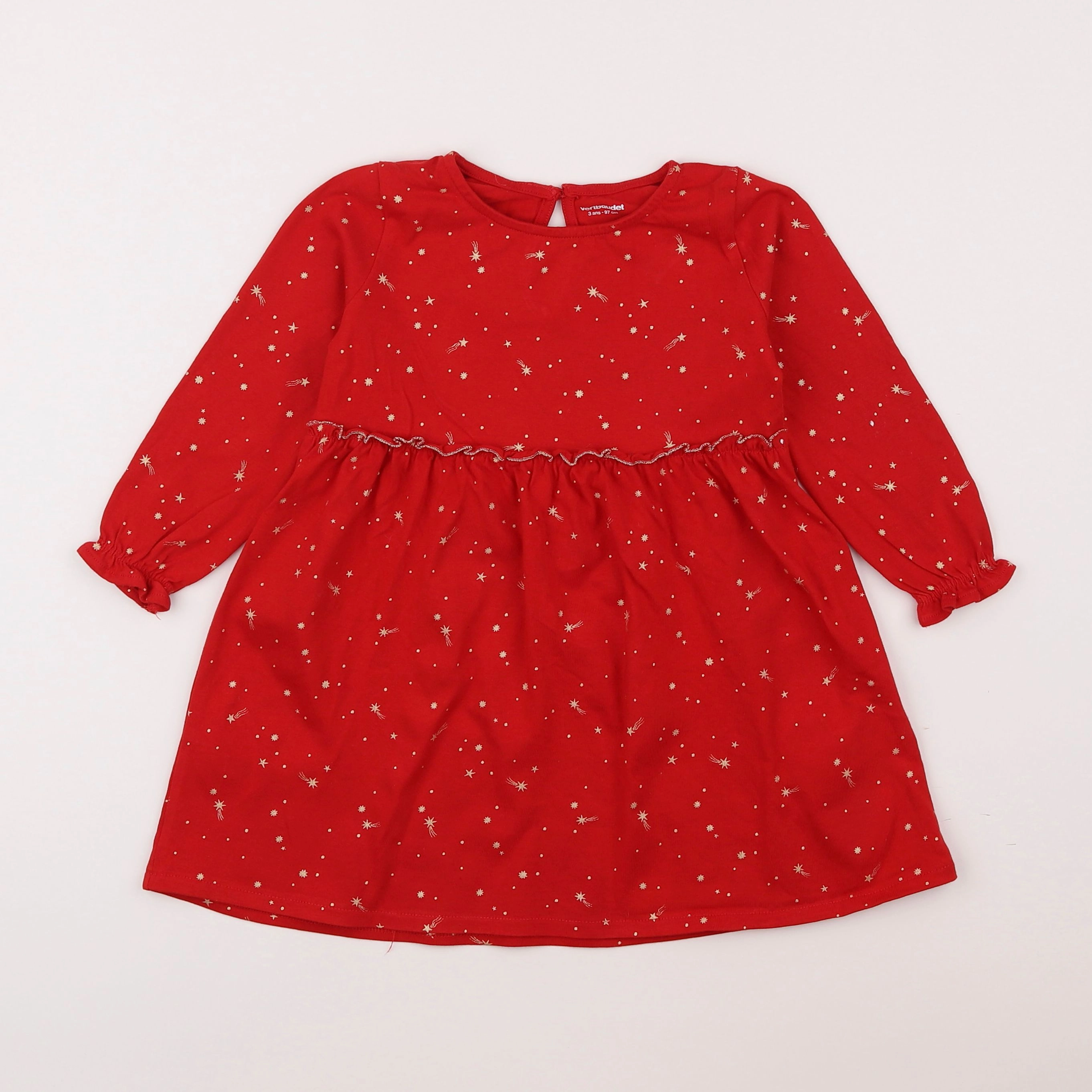 Vertbaudet - robe rouge, or - 3 ans