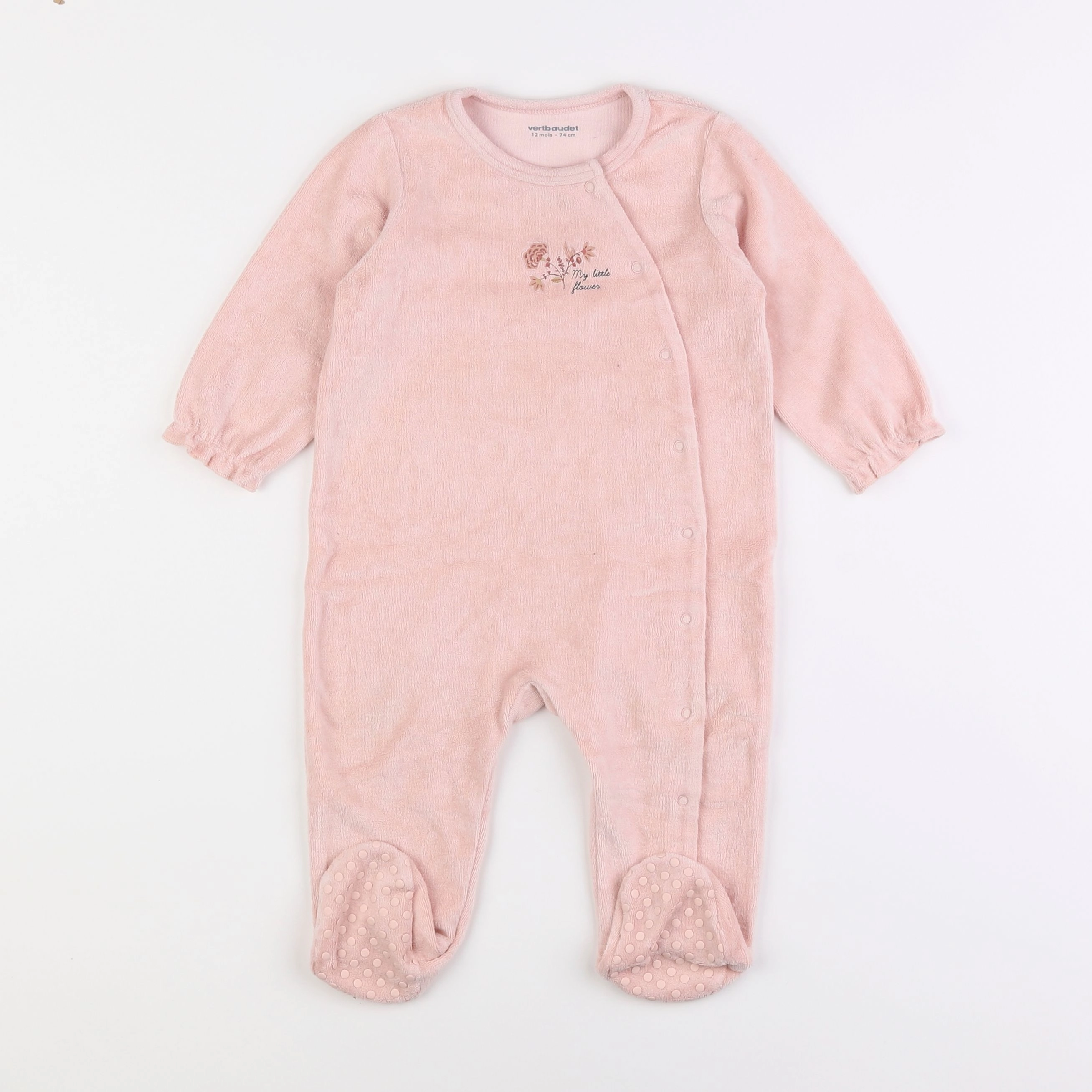 Vertbaudet - pyjama velours rose - 12 mois