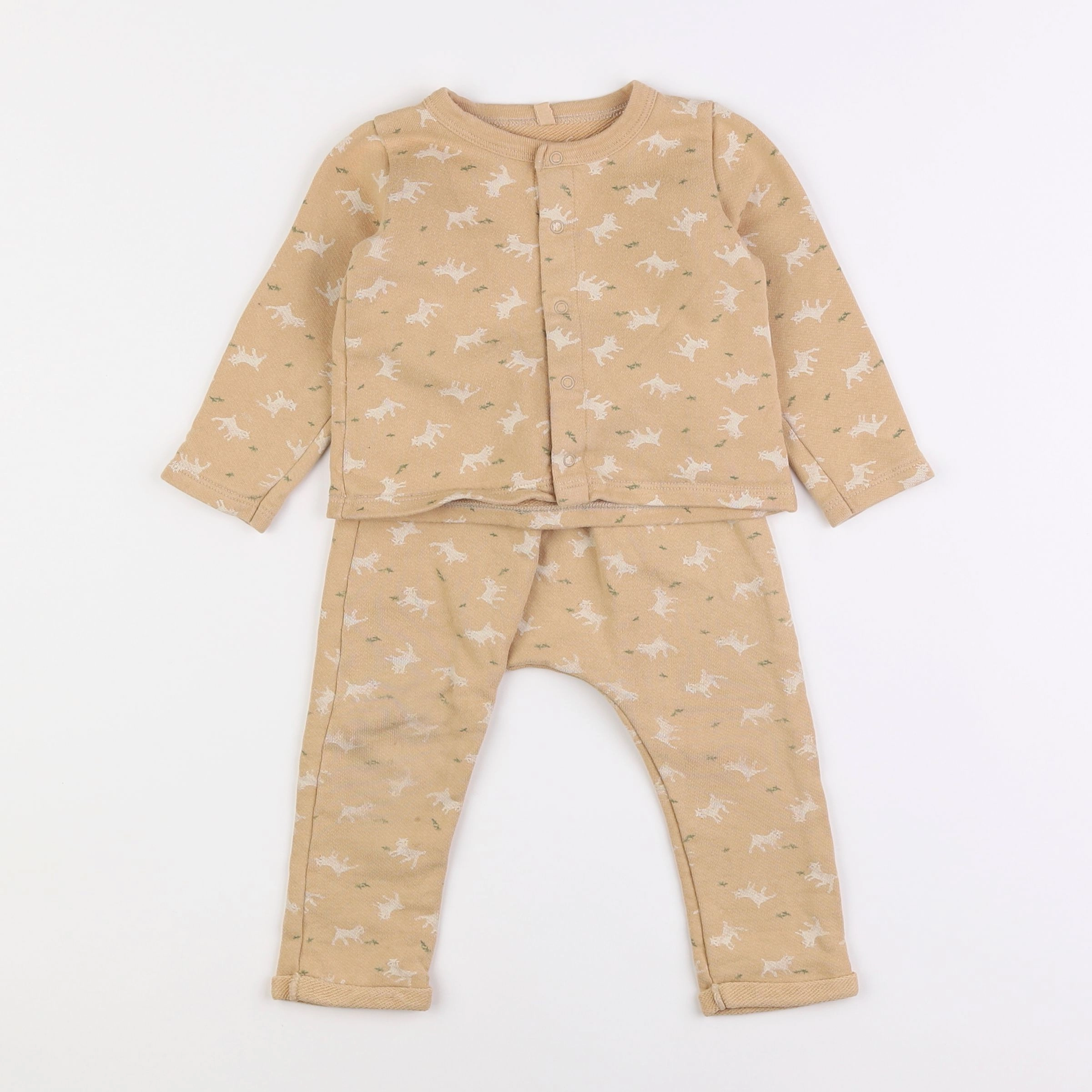 Petit Bateau - ensemble beige - 18 mois