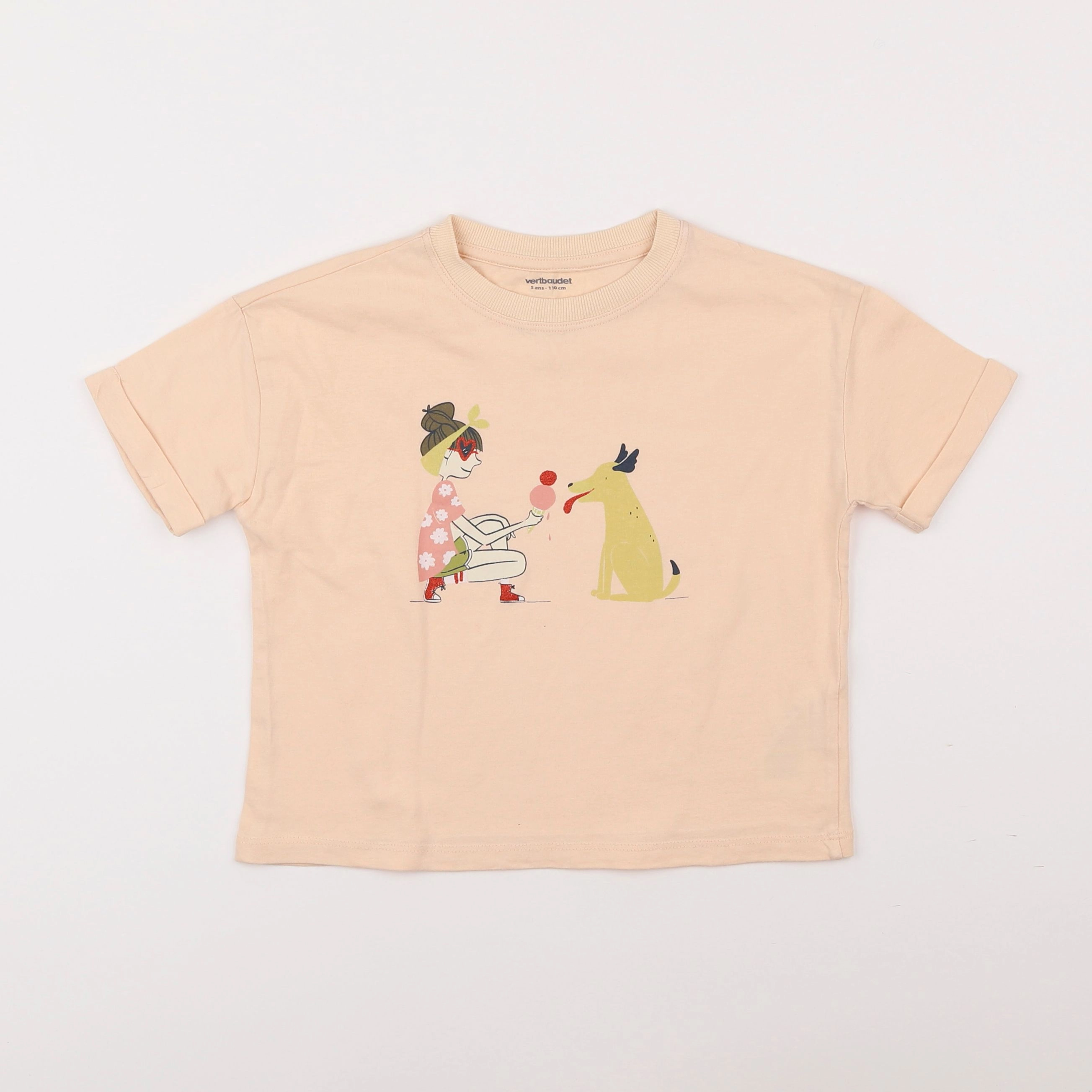 Vertbaudet - tee-shirt orange - 5 ans