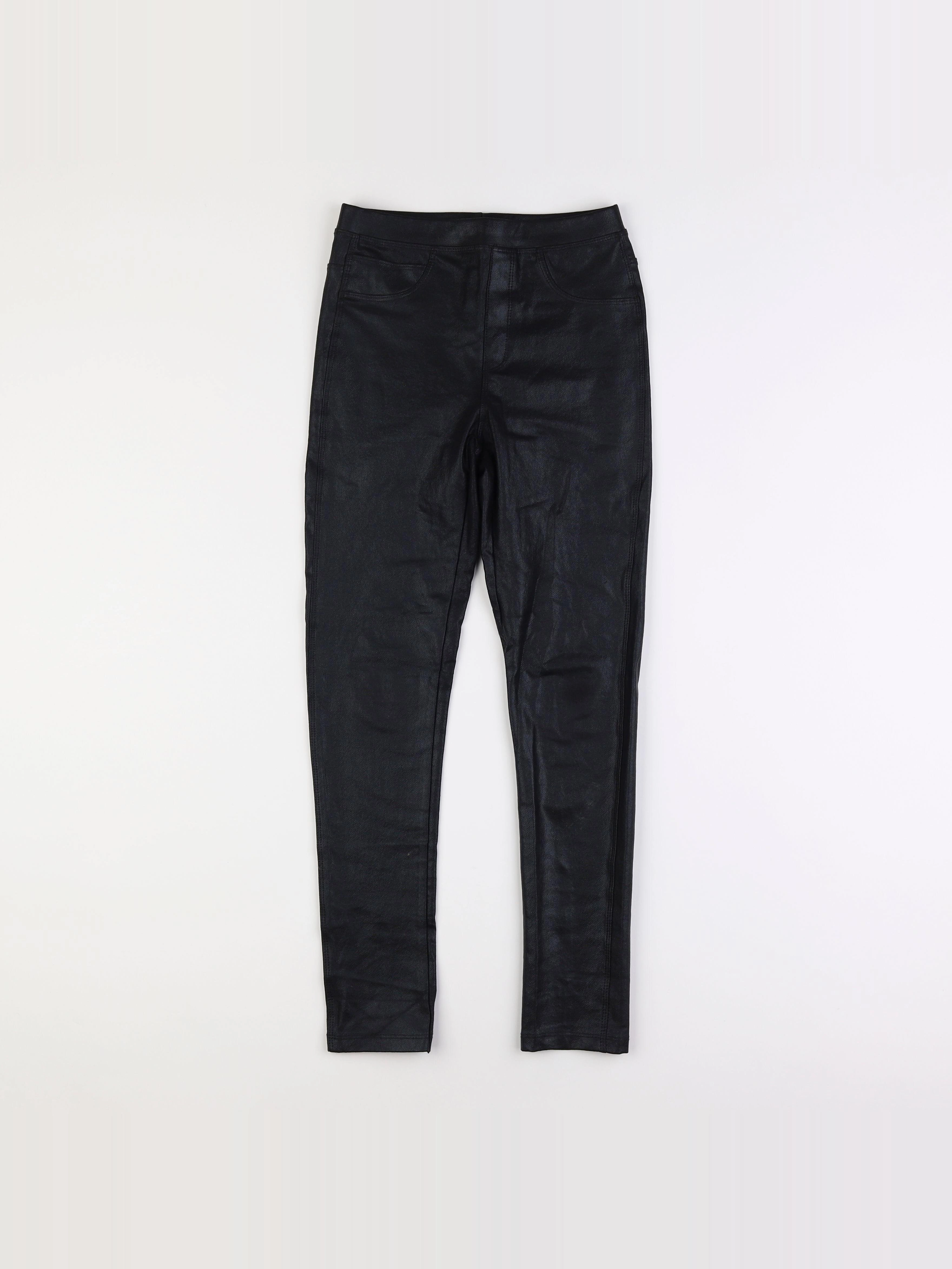 Zara - pantalon noir simili cuir brillant - 11/12 ans