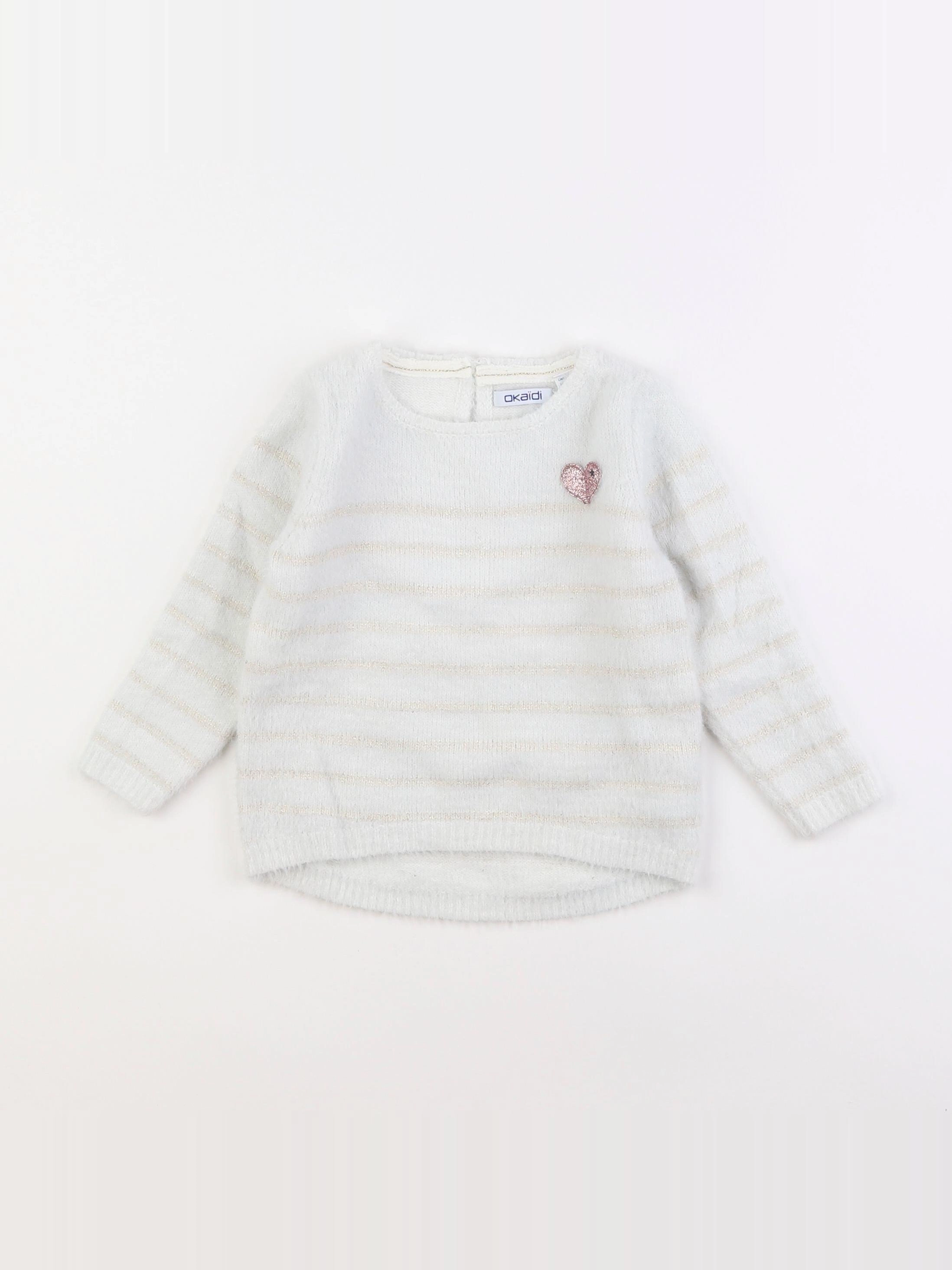 Okaidi - pull blanc - 2 ans