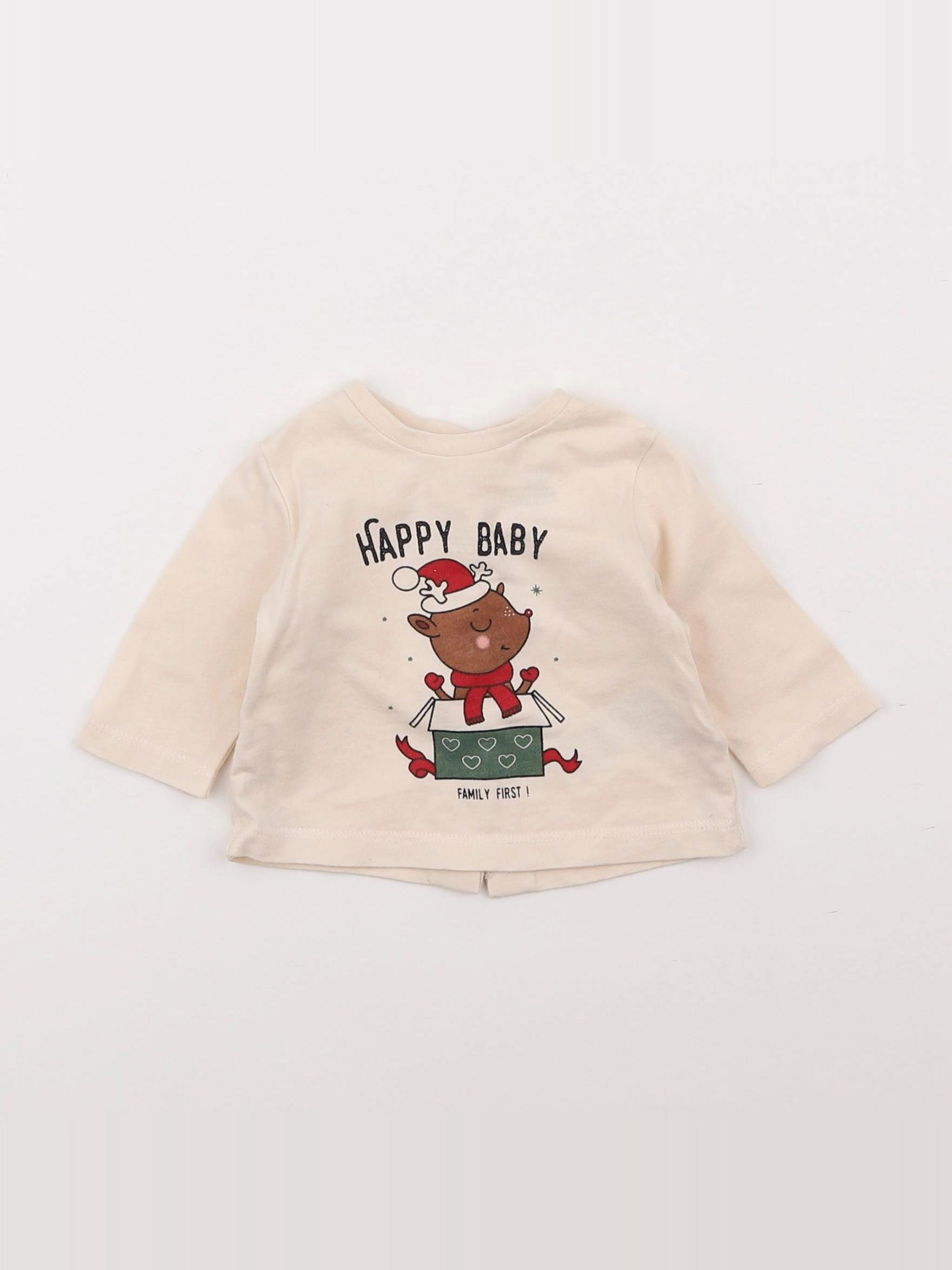 Vertbaudet - tee-shirt beige - 1 mois