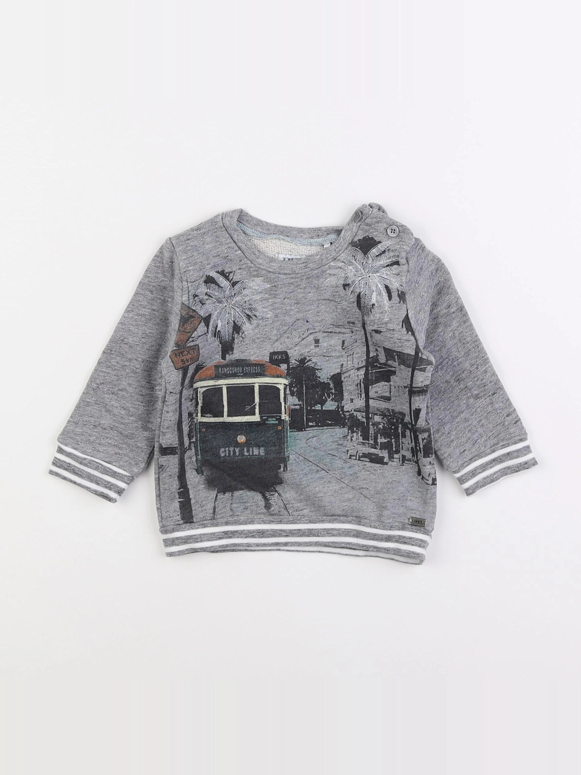 IKKS - sweat gris - 6 mois