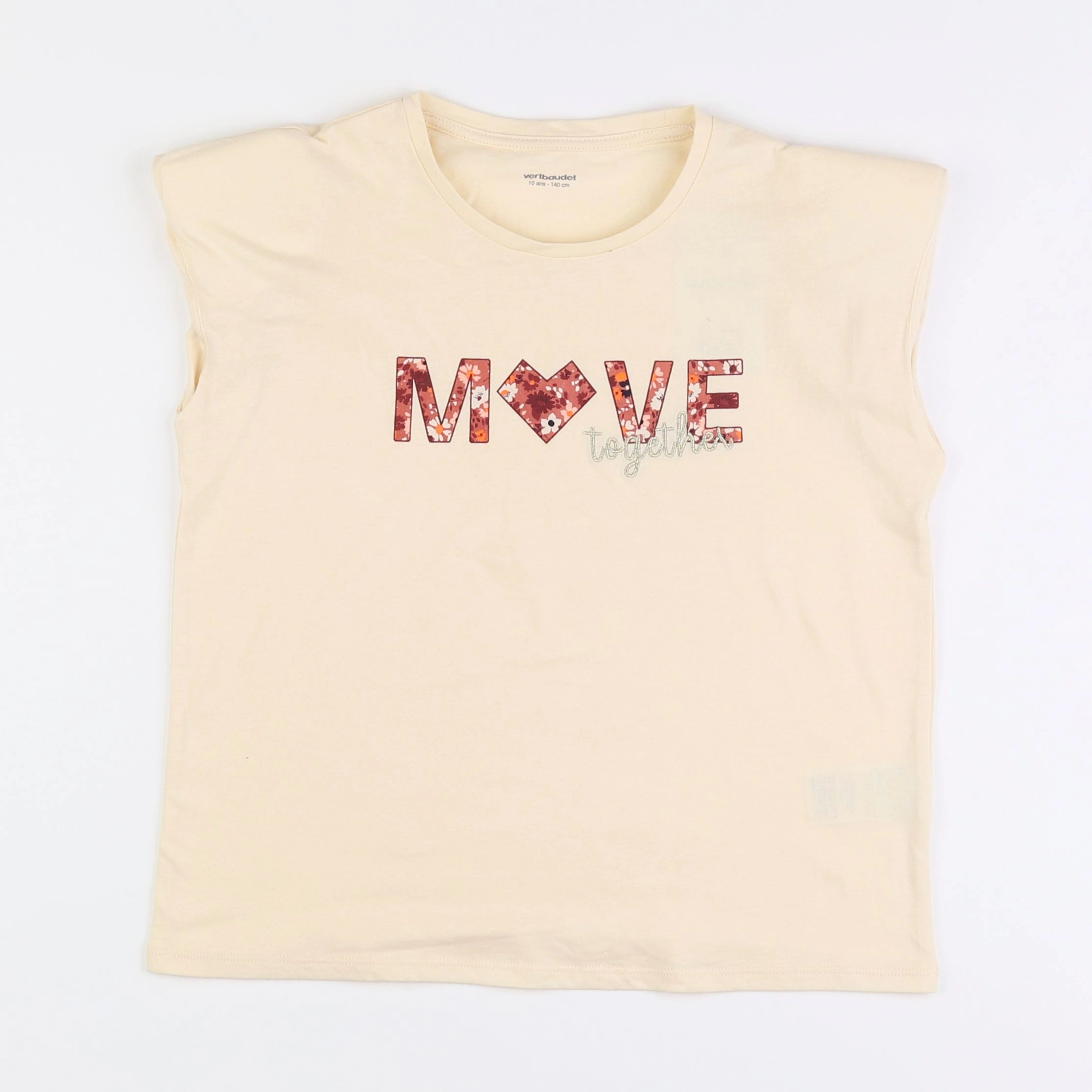 Vertbaudet - tee-shirt beige - 10 ans