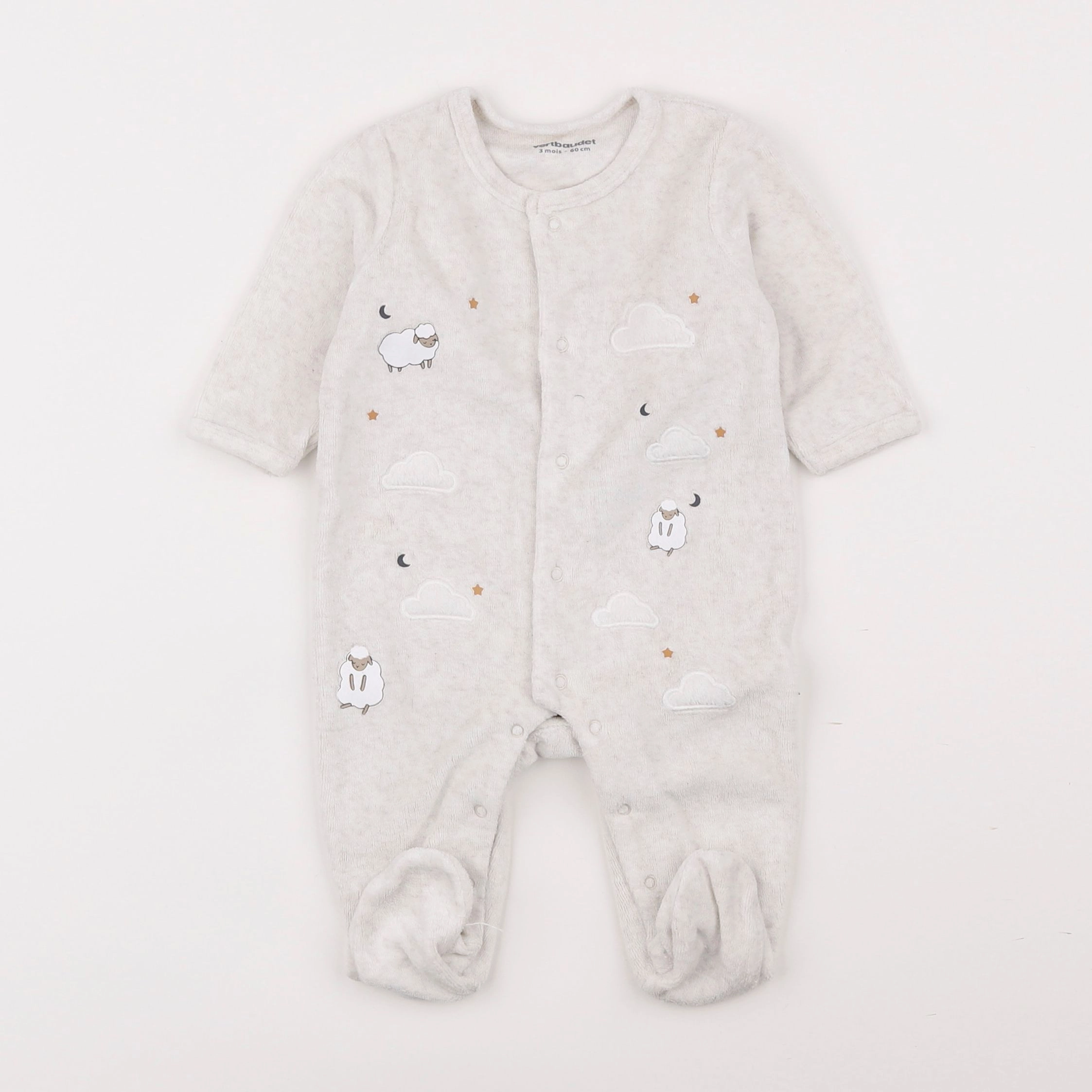 Vertbaudet - pyjama velours gris - 3 mois