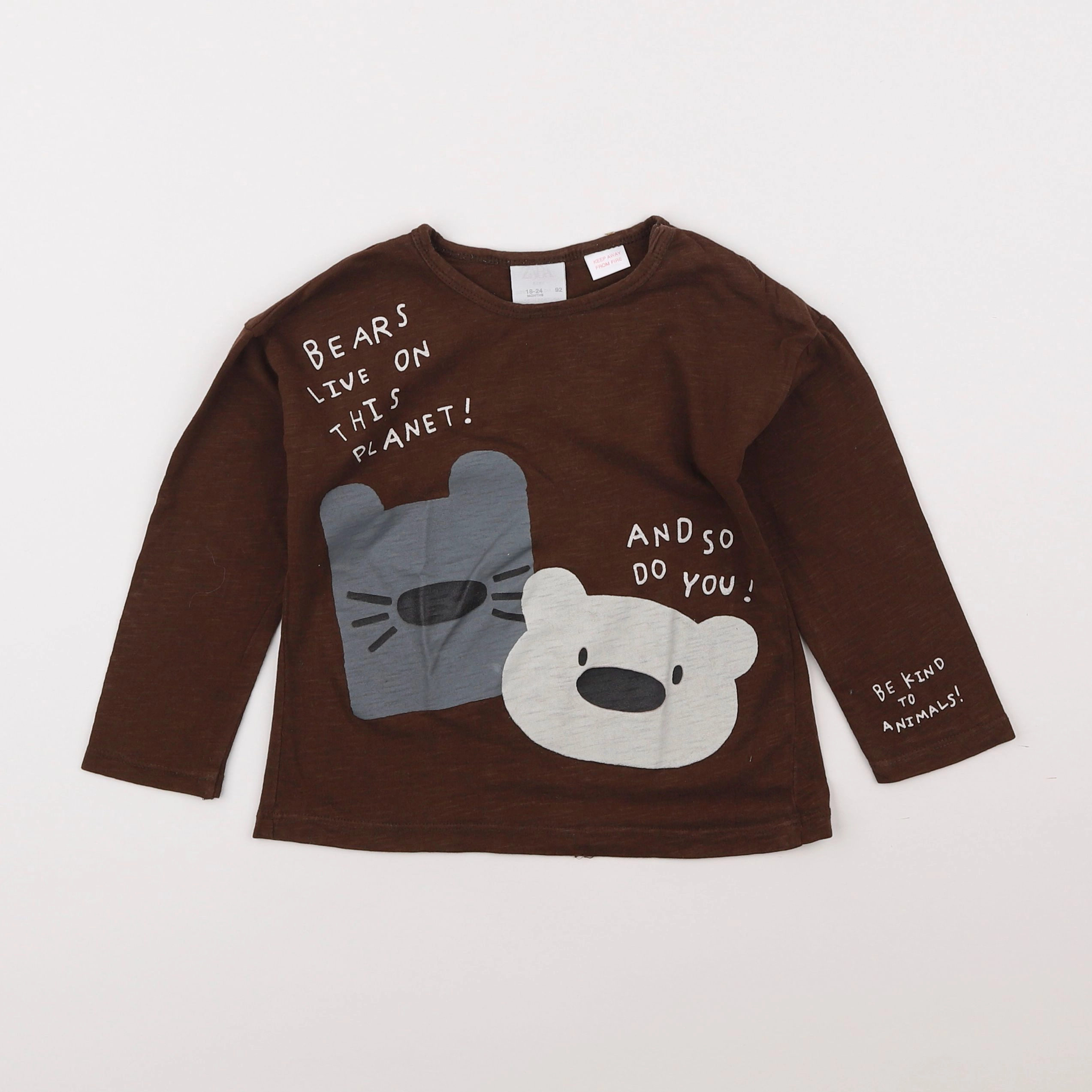 Zara - tee-shirt marron - 18 mois à 2 ans