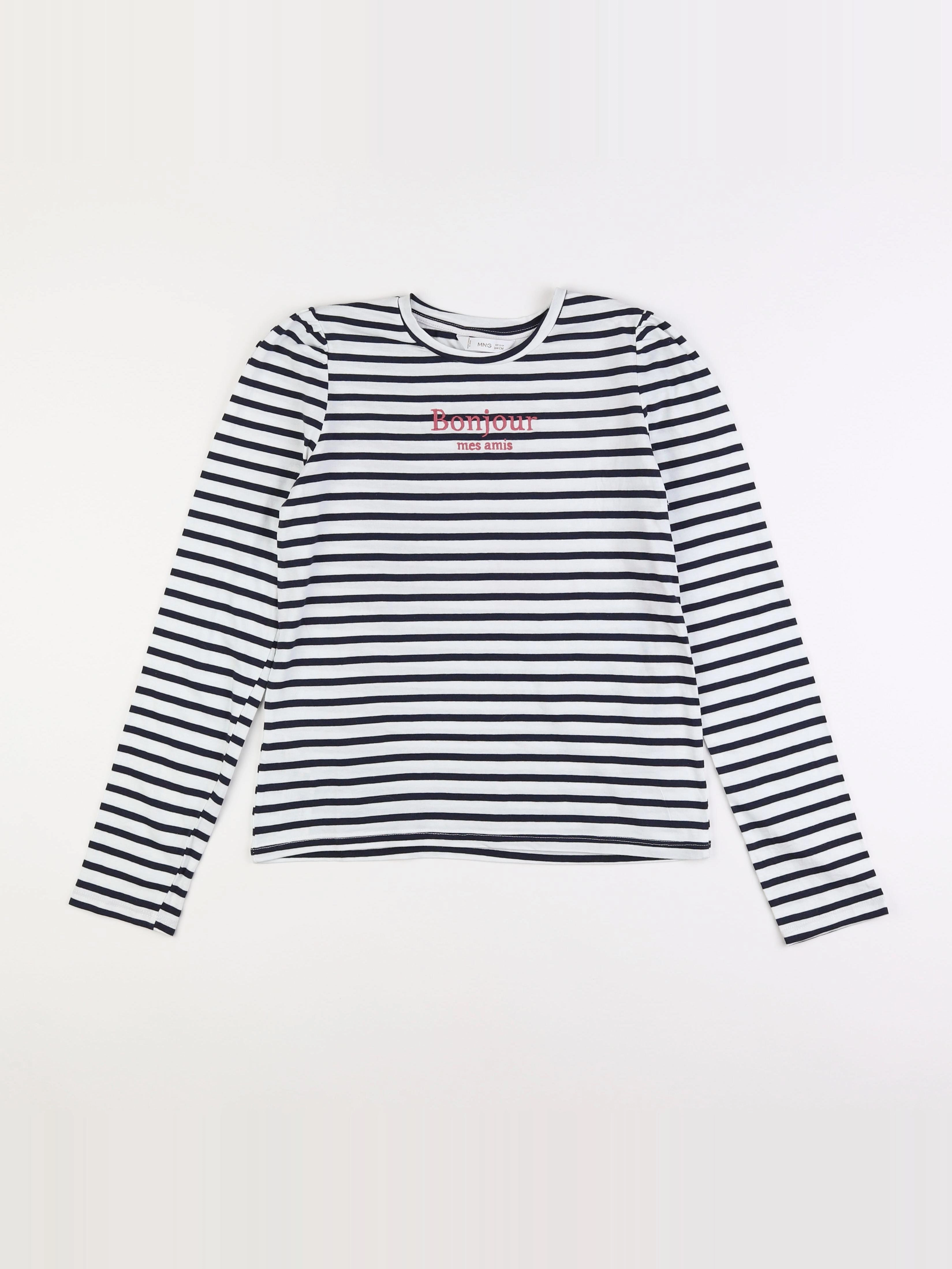 Mango - tee-shirt blanc, bleu - 13/14 ans