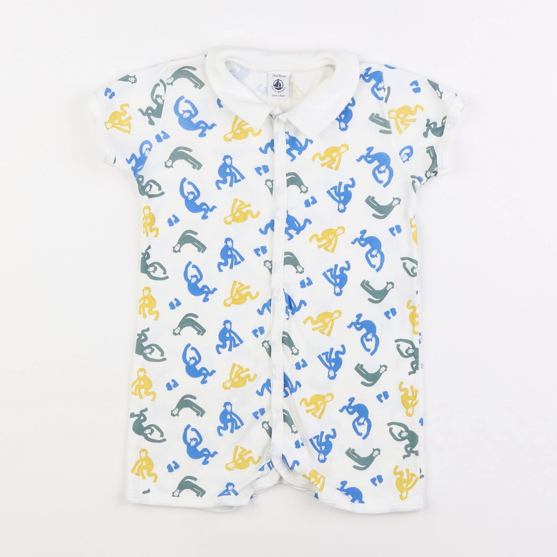 Petit Bateau - pyjama coton blanc - 2 ans