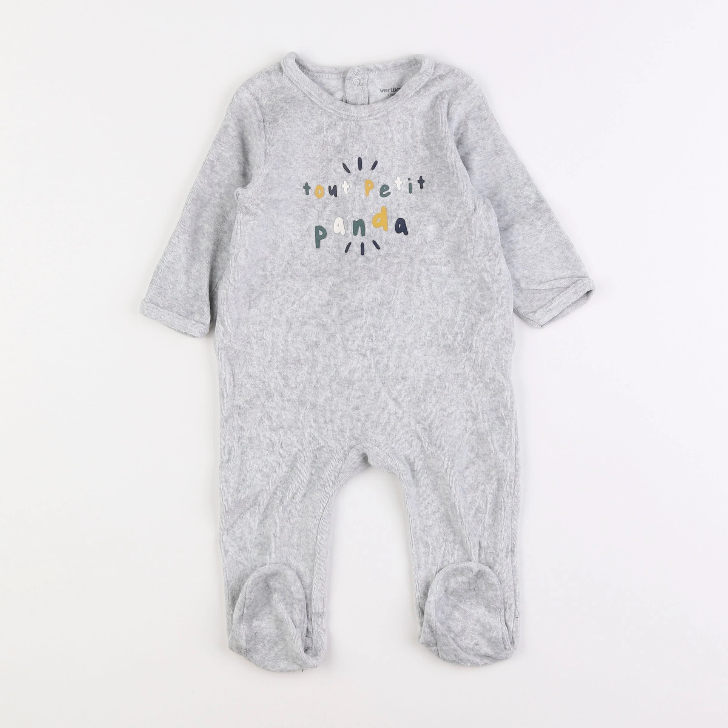 Vertbaudet - pyjama velours gris - 9 mois