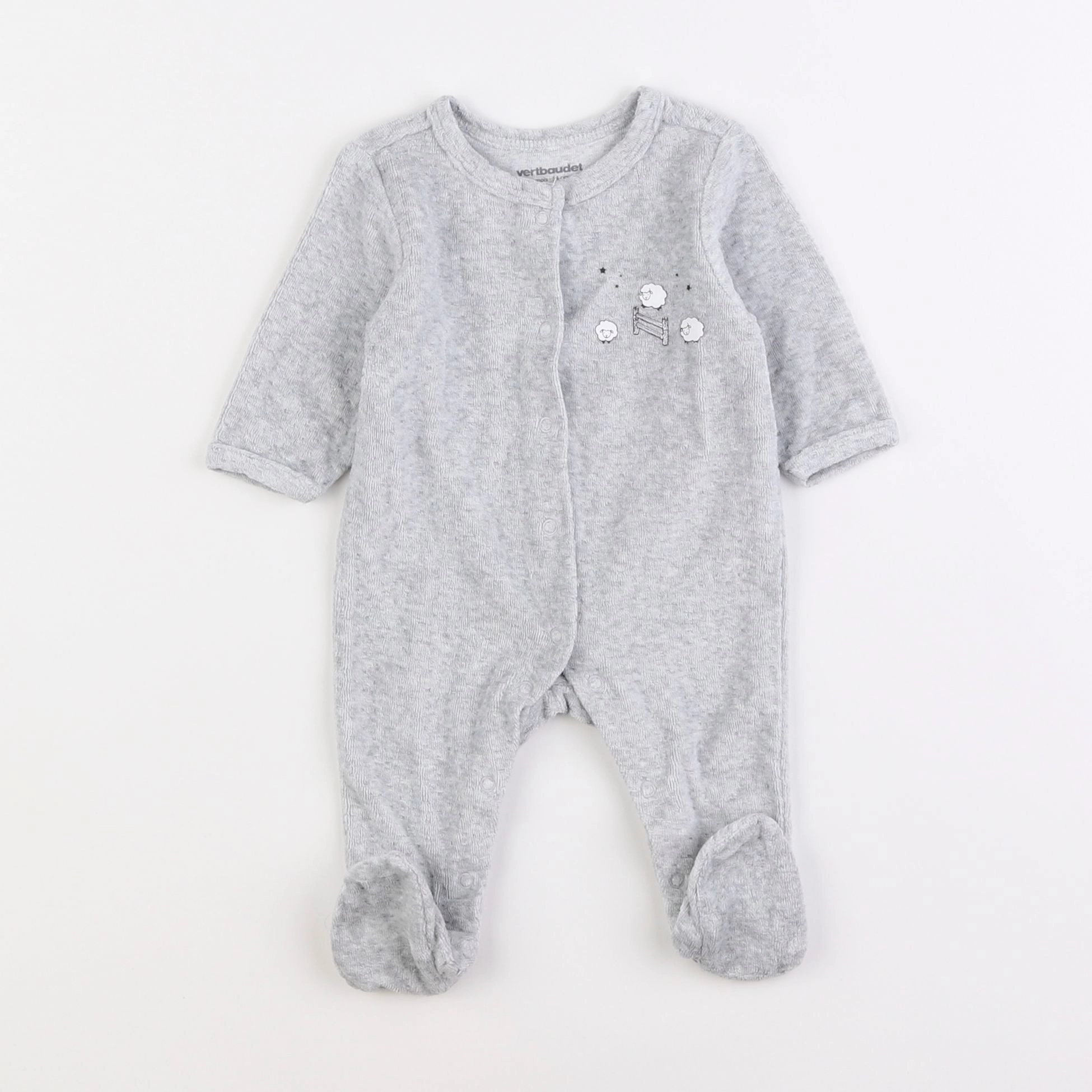 Vertbaudet - pyjama velours gris - 1 mois