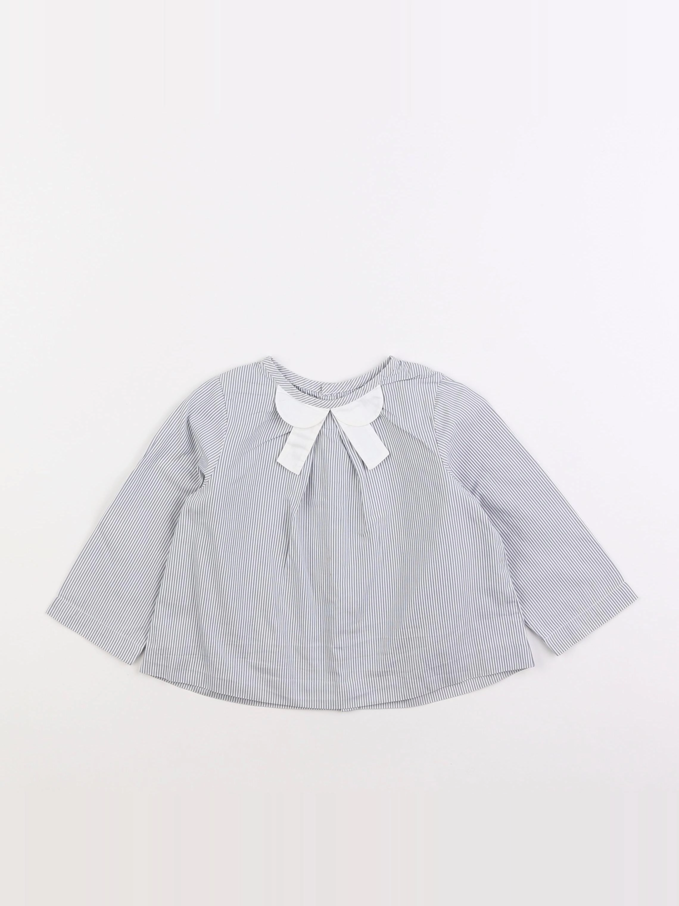 Jacadi - blouse blanc, gris - 18 mois