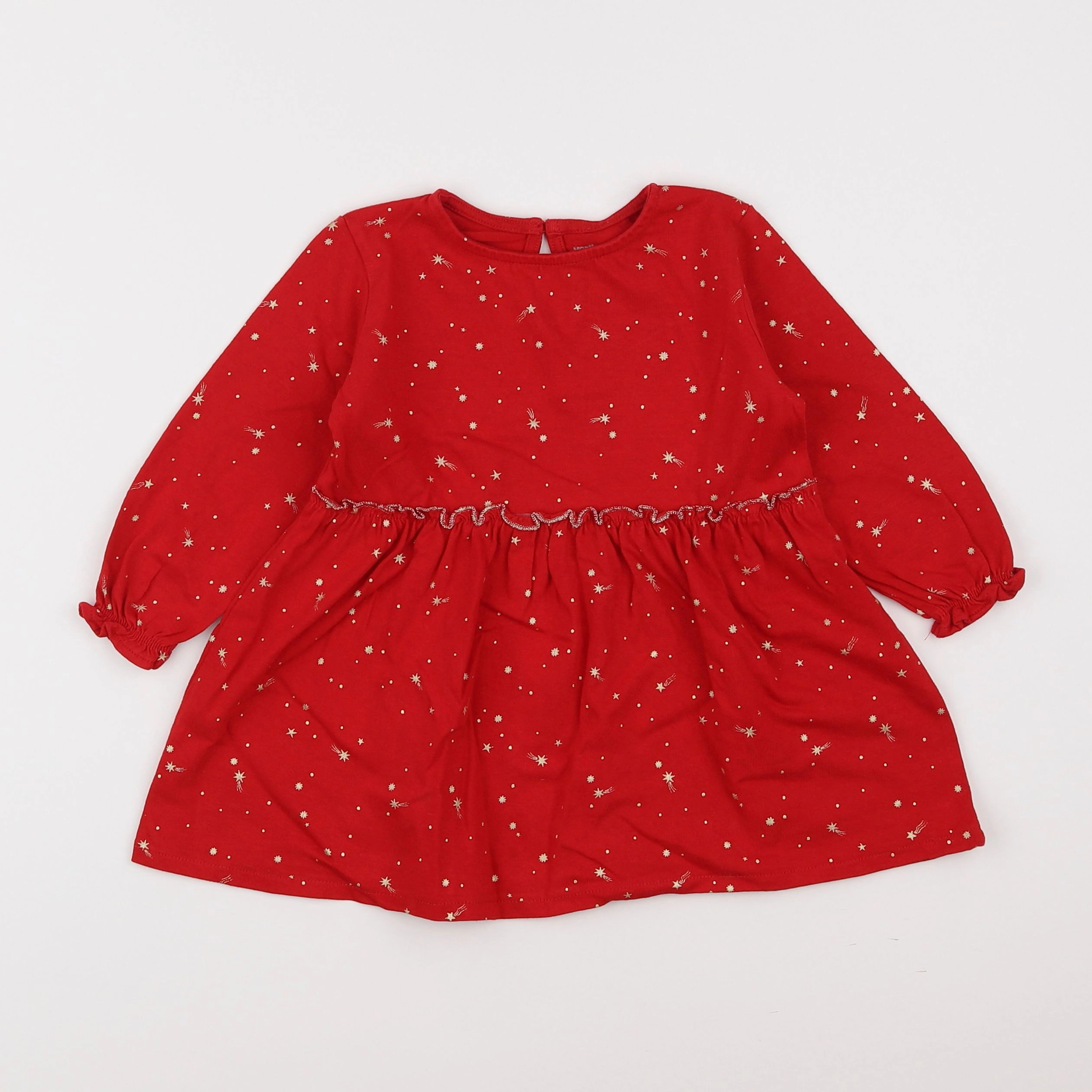 Vertbaudet - robe rouge, or - 2 ans