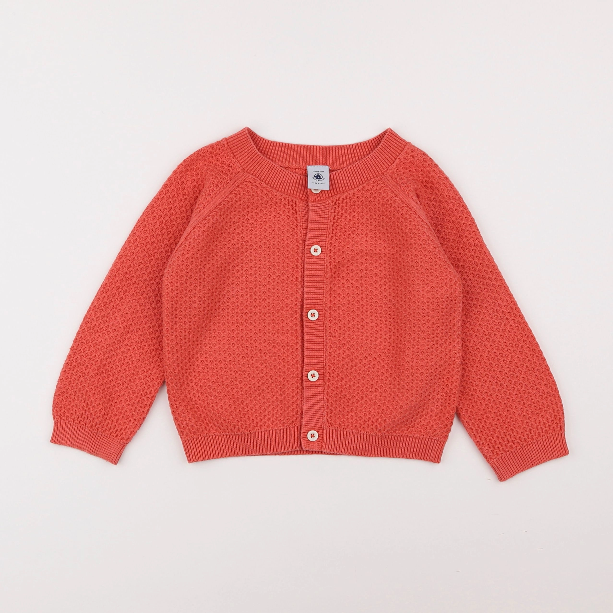 Petit Bateau - gilet rouge - 2 ans