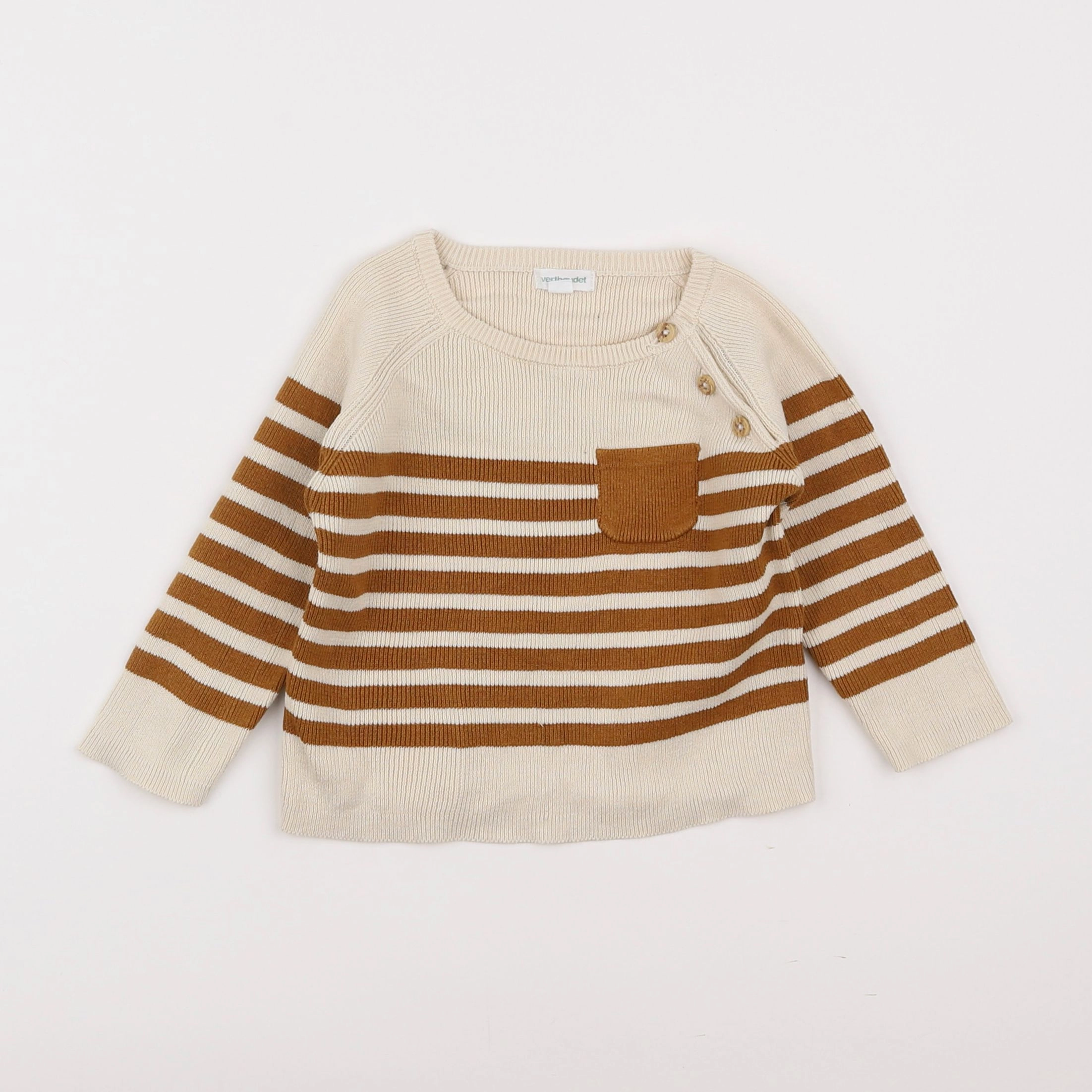 Vertbaudet - pull beige - 9 mois