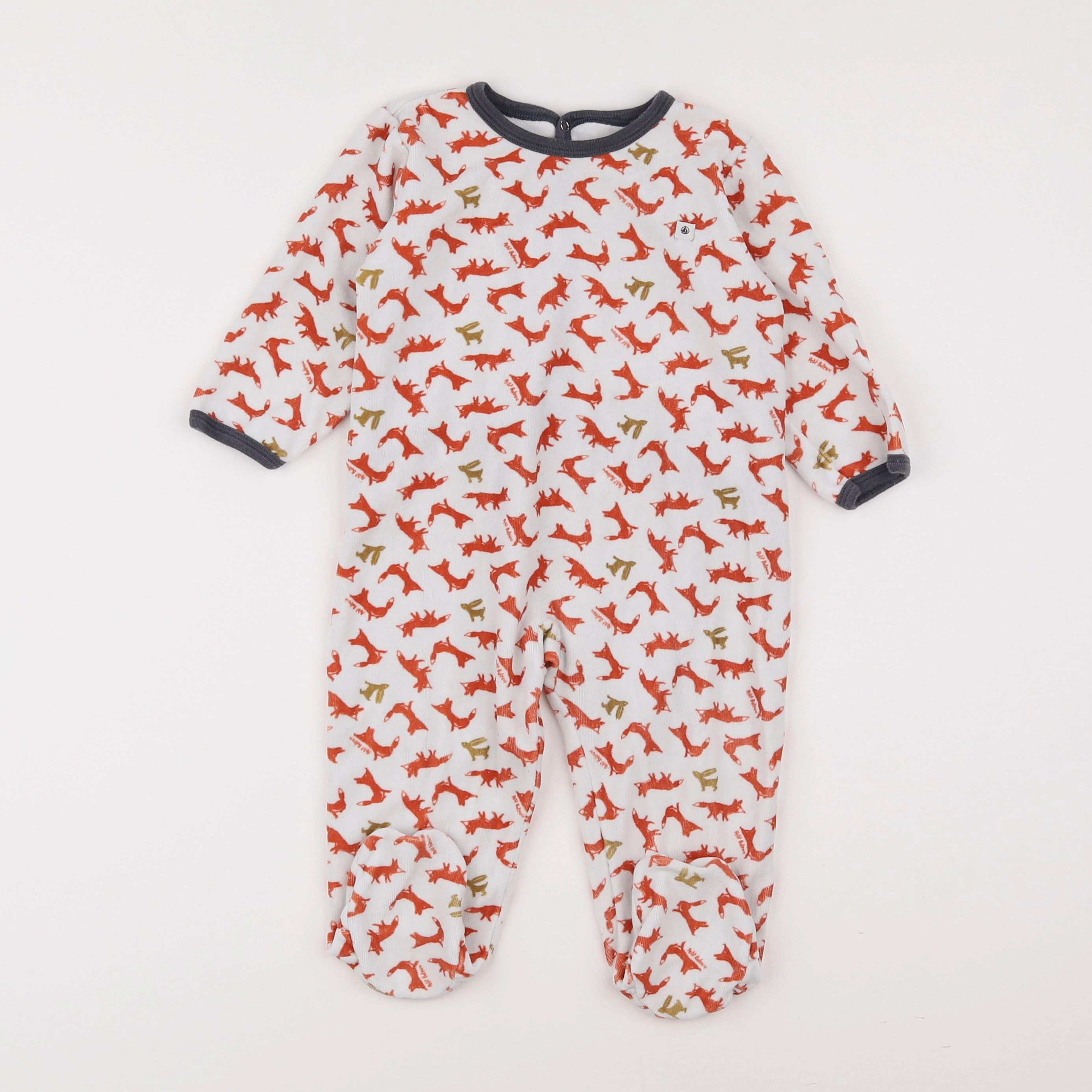 Petit Bateau - pyjama velours blanc, rouge - 18 mois