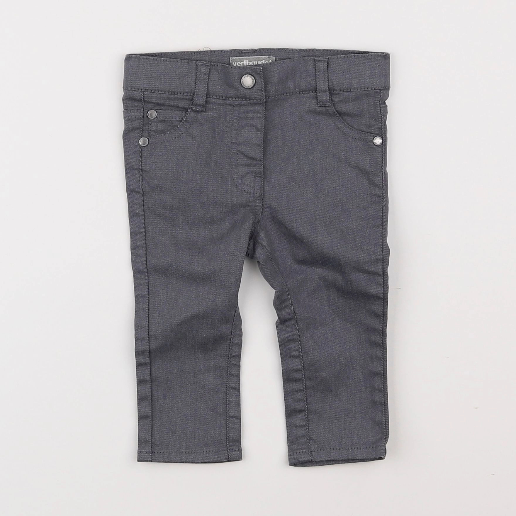 Vertbaudet - pantalon gris, argent - 6 mois