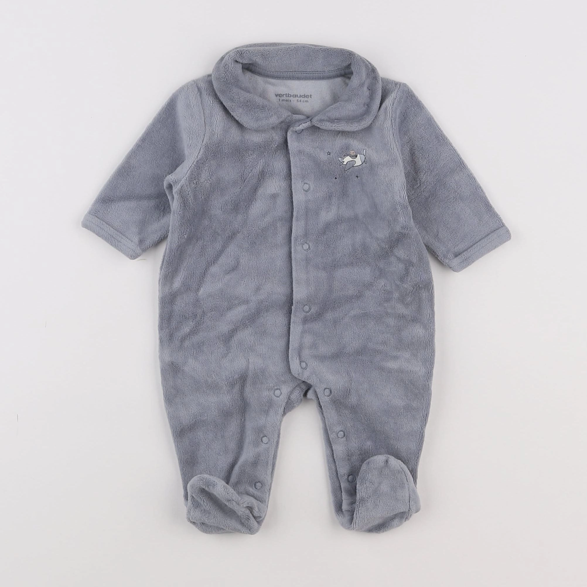 Vertbaudet - pyjama velours bleu - 1 mois